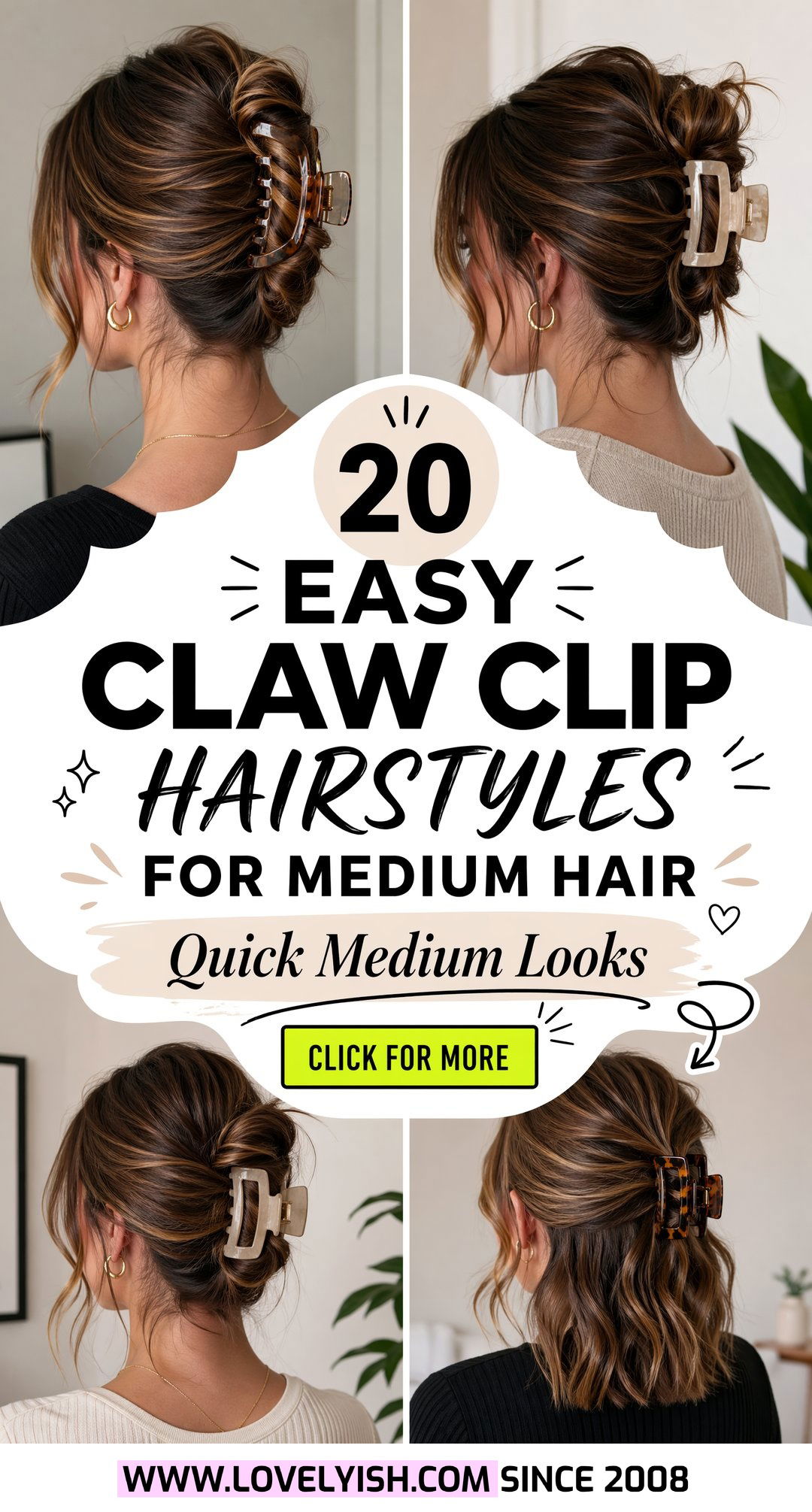 20 Easy Claw Clip Hairstyles for Medium Hair Quick Looks - 20 Easy Claw Clip Hairstyles for Medium Hair: Quick Looks