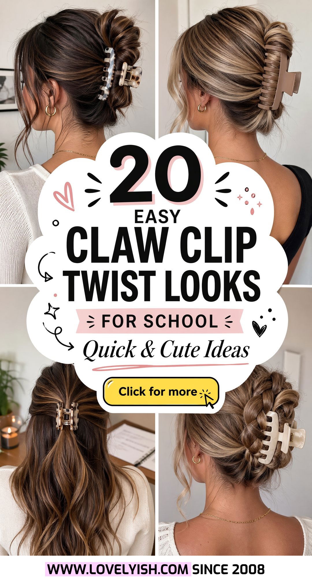 20 Easy Claw Clip Twist Looks for School Quick and Cute Ideas - 20 Easy Claw Clip Twist Looks for School: Quick & Cute Ideas