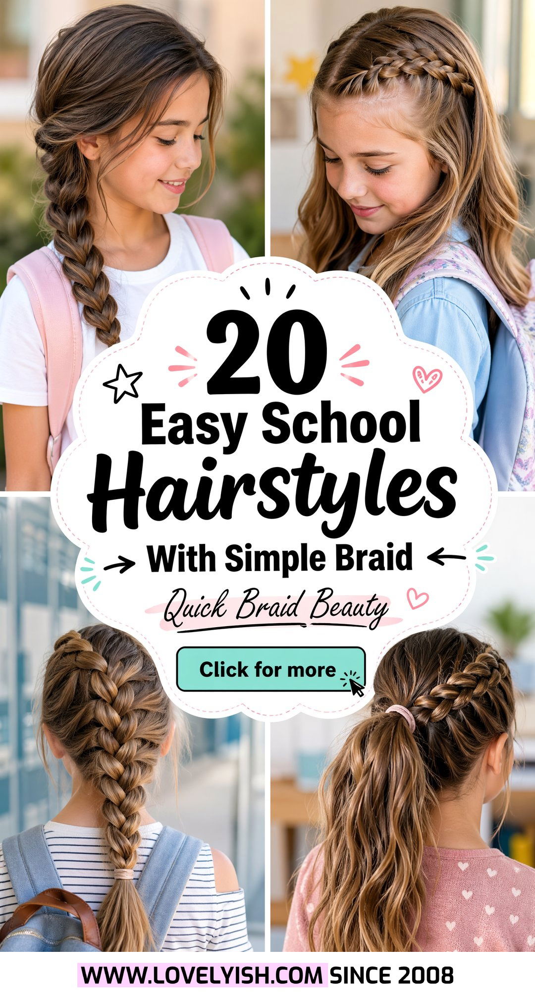 20 Easy School Hairstyle With Simple Braid Ideas for Girls - 20 Easy School Hairstyle With Simple Braid Ideas for Girls
