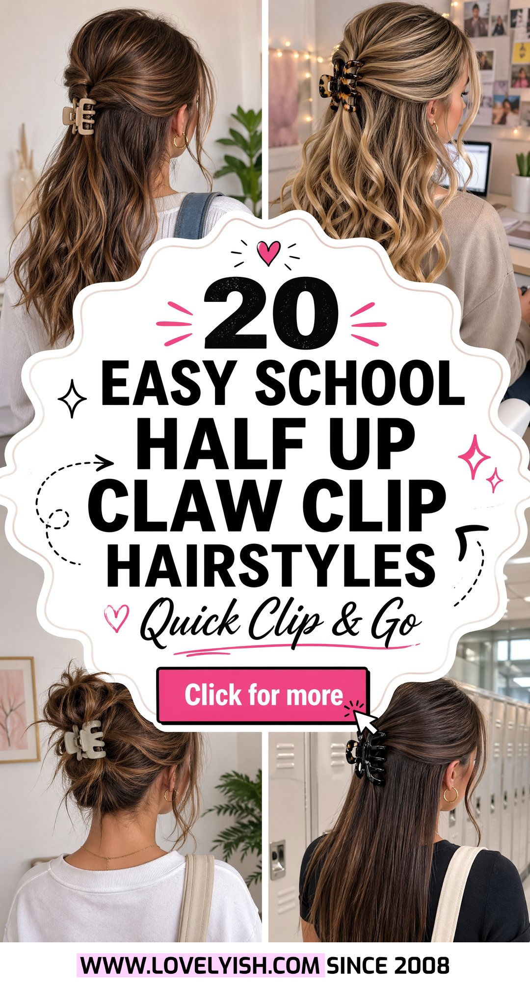 20 Easy School Half Up Claw Clip Hairstyle Ideas for Teens - 20 Easy School Half Up Claw Clip Hairstyle Ideas for Teens