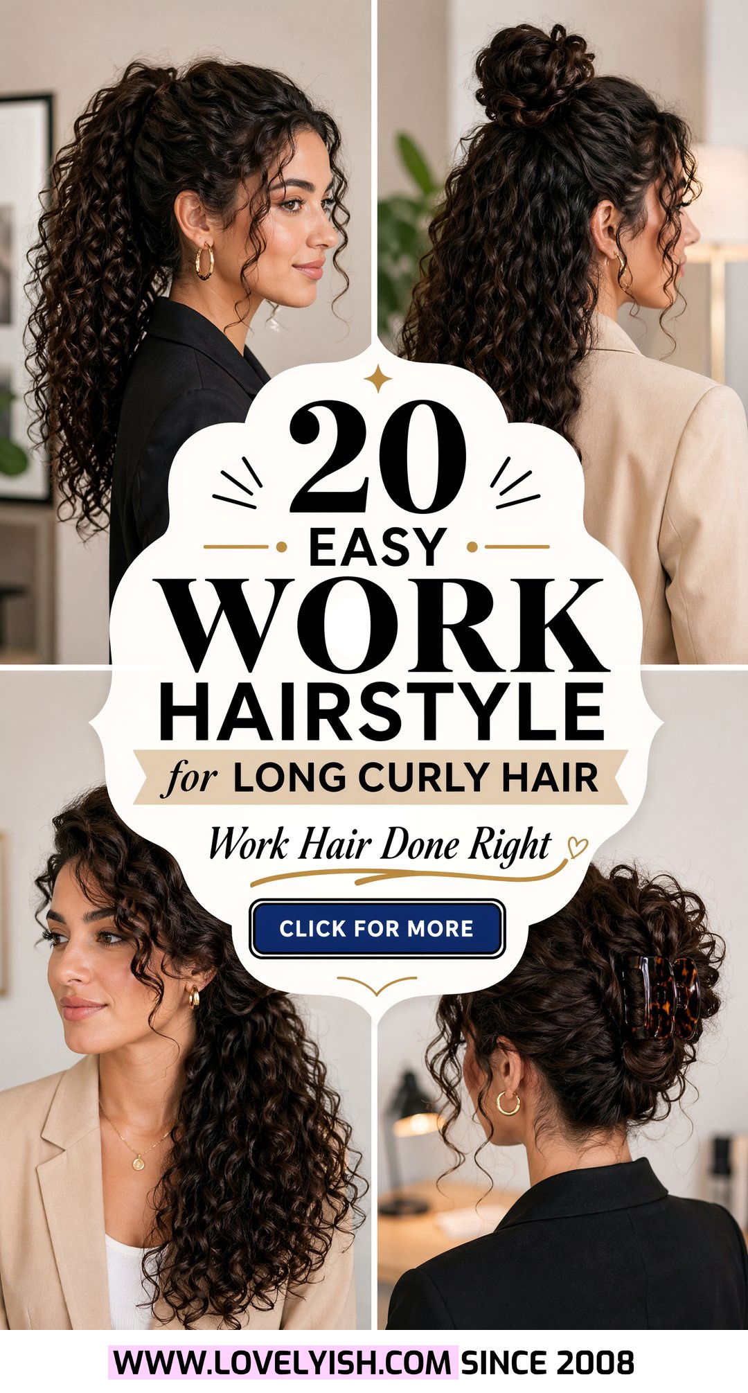 20 Easy Work Hairstyle for Long Curly Hair to Master Now - 20 Easy Work Hairstyle for Long Curly Hair to Master Now
