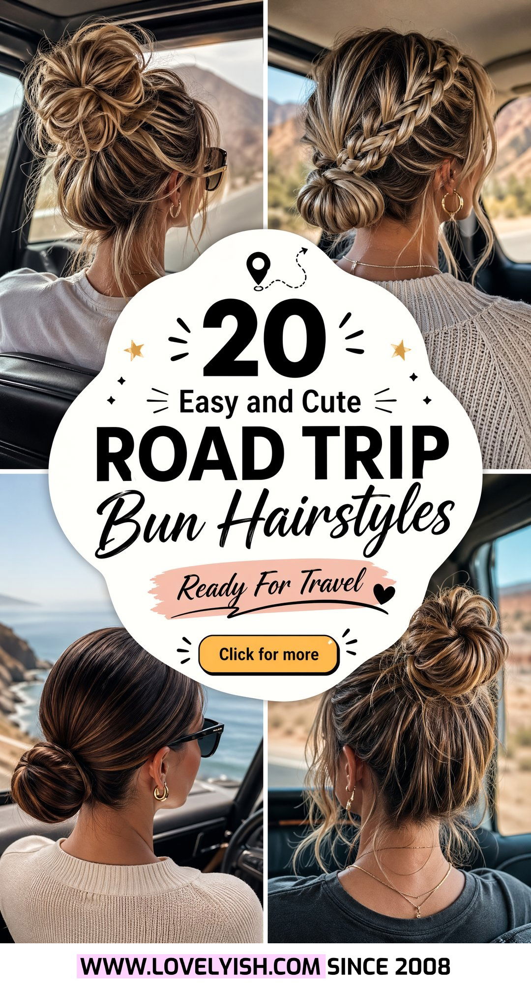 20 Easy and Cute Road Trip Bun Hairstyle Ideas for Travel - 20 Easy and Cute Road Trip Bun Hairstyle Ideas for Travel