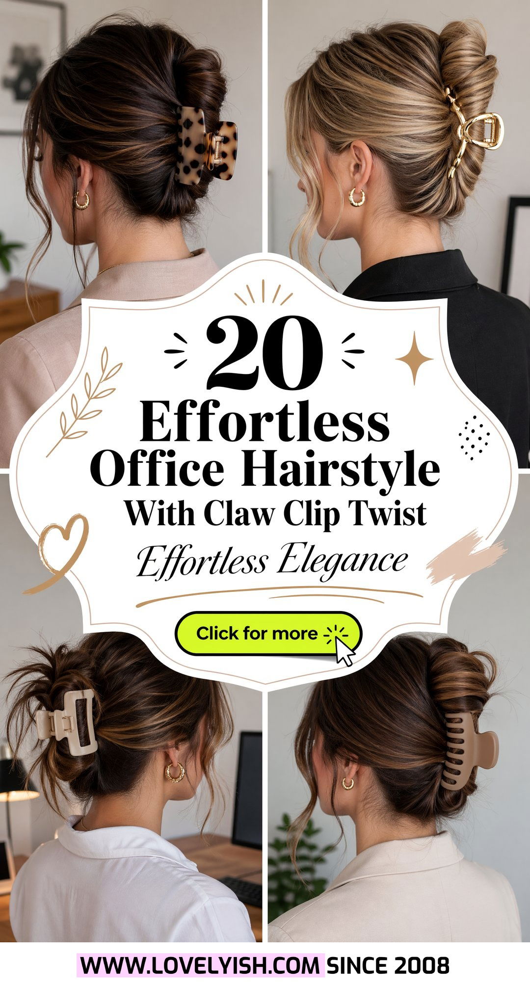 20 Effortless Office Hairstyle With Claw Clip Twist For Work - 20 Effortless Office Hairstyle With Claw Clip Twist For Work
