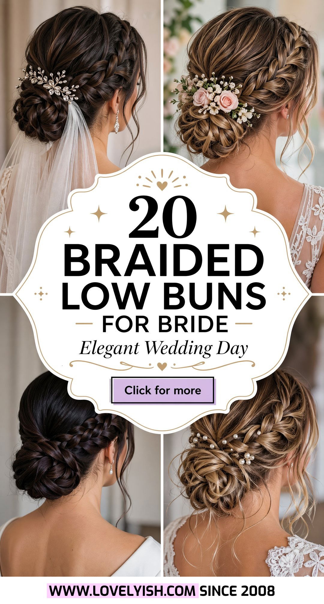 20 Elegant Braided Low Bun for Bride Ideas for Wedding Day - 20 Elegant Braided Low Bun for Bride Ideas for Wedding Day