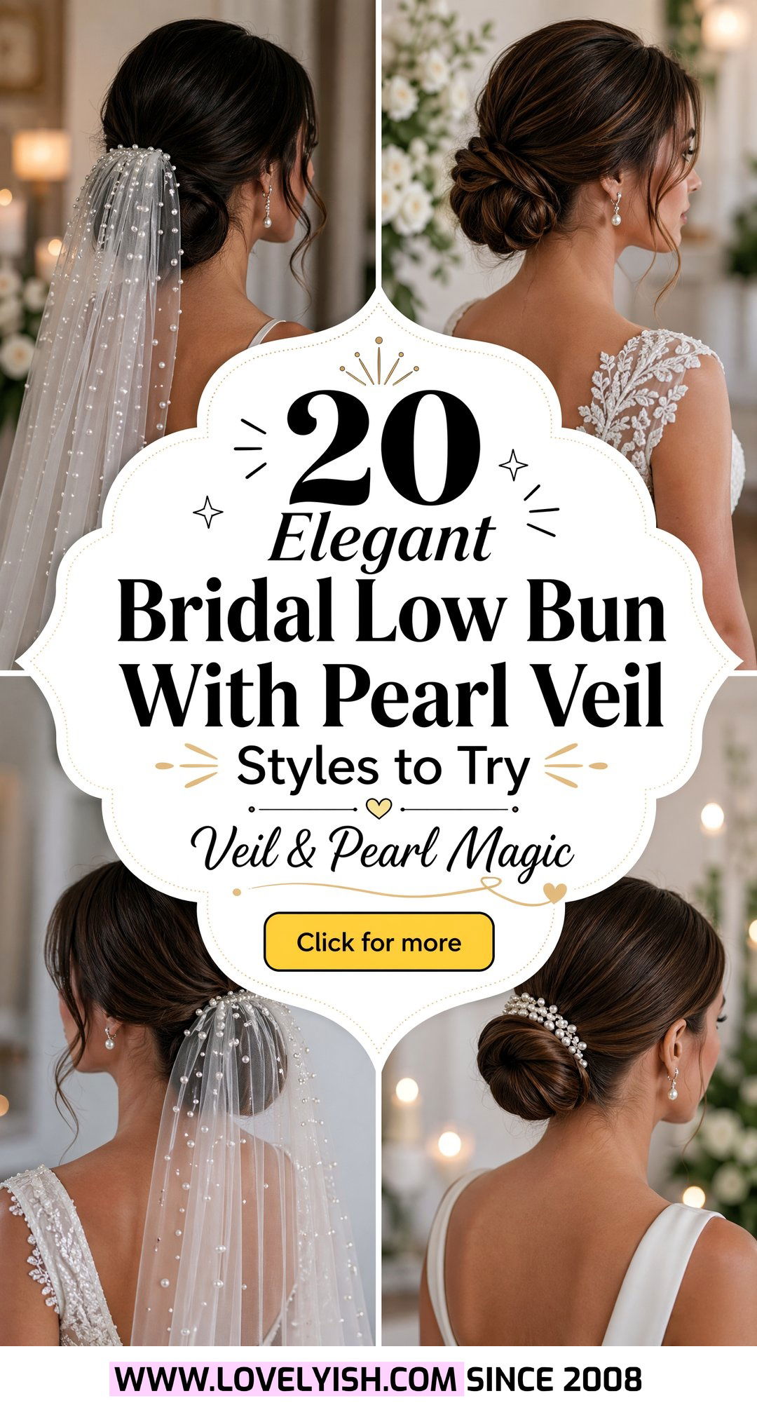20 Elegant Bridal Low Bun With Pearl Veil Styles to Try - 20 Elegant Bridal Low Bun With Pearl Veil Styles to Try