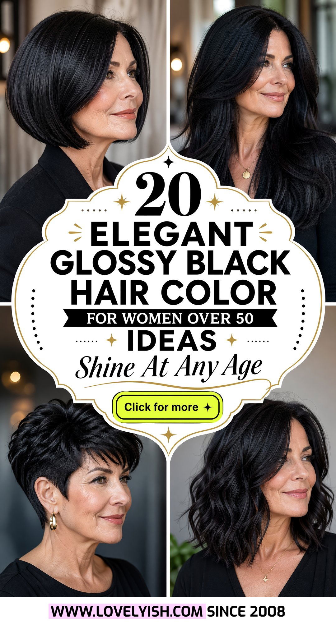 20 Elegant Glossy Black Hair Color for Women Over 50 Ideas - 20 Elegant Glossy Black Hair Color for Women Over 50 Ideas