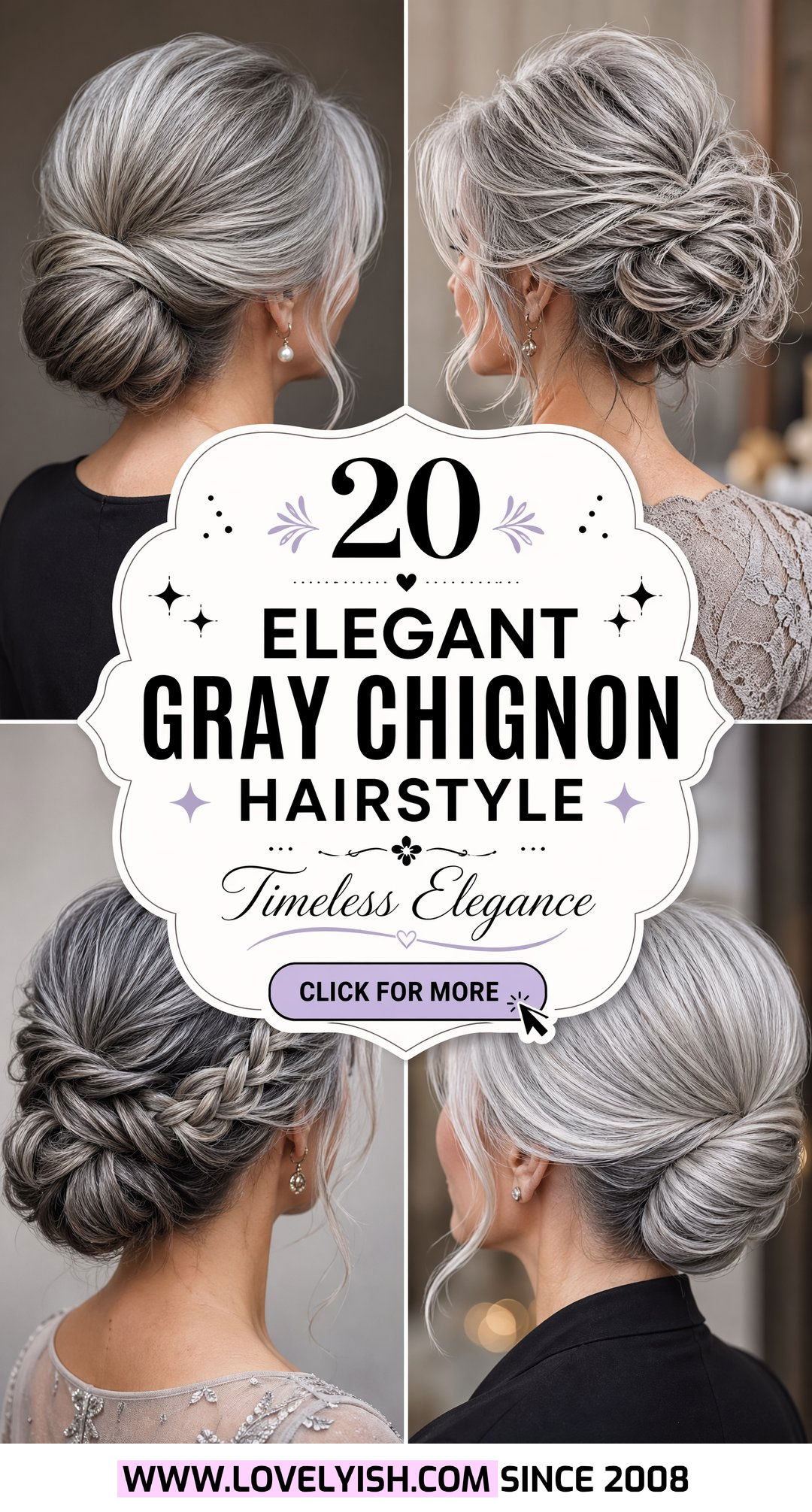 20 Elegant Gray Chignon Hairstyle for a Timeless Look - 20 Elegant Gray Chignon Hairstyle for a Timeless Look