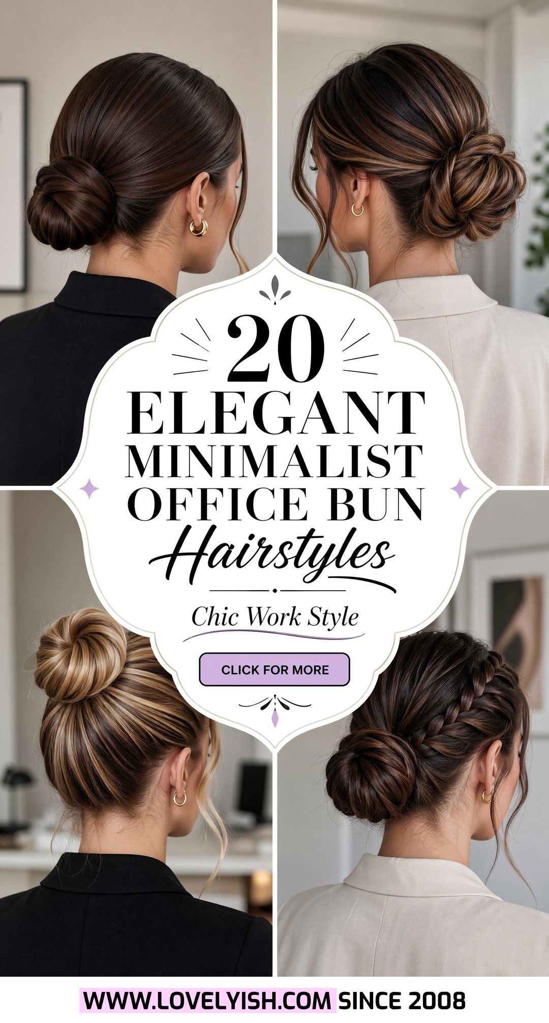 20 Elegant Minimalist Office Bun Hairstyle Ideas for Work - 20 Elegant Minimalist Office Bun Hairstyle Ideas for Work