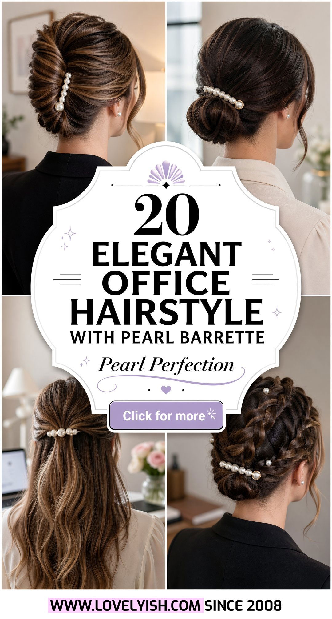 20 Elegant Office Hairstyle With Pearl Barrette Accessorized - 20 Elegant Office Hairstyle With Pearl Barrette Accessorized