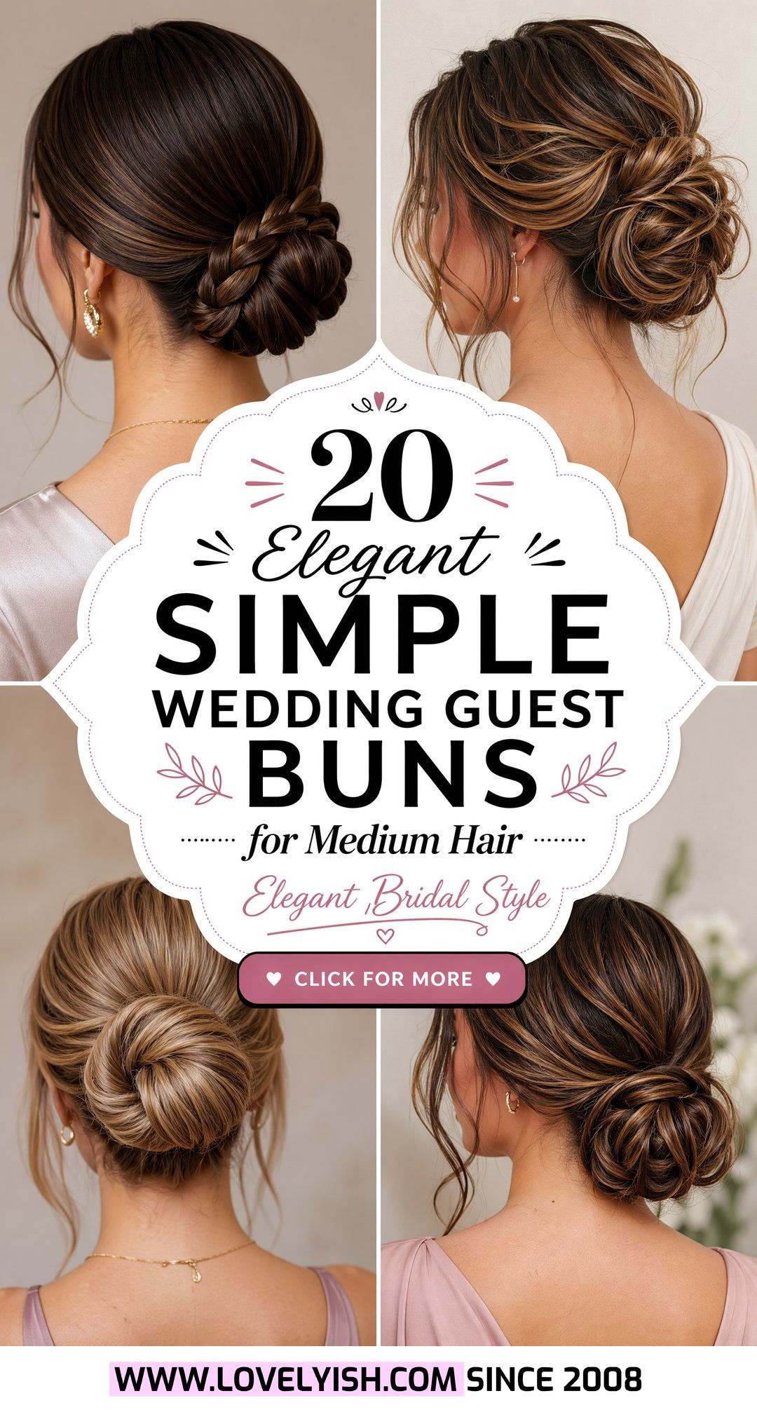 20 Elegant Simple Wedding Guest Bun for Medium Hair Ideas - 20 Elegant Simple Wedding Guest Bun for Medium Hair Ideas
