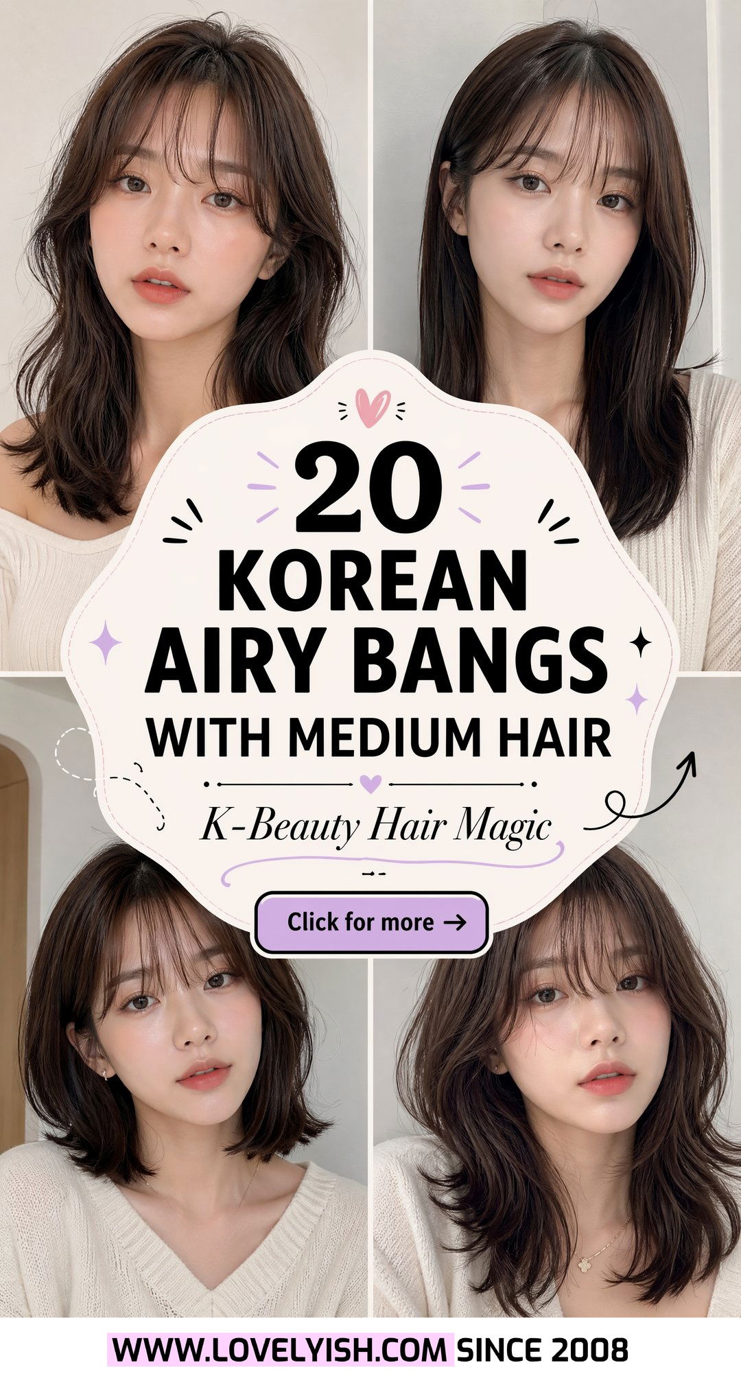 20 Flattering Korean Airy Bangs With Medium Hair Styles - 20 Flattering Korean Airy Bangs With Medium Hair Styles