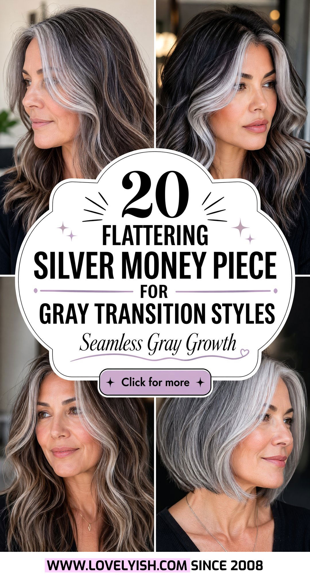 20 Flattering Silver Money Piece For Gray Transition Styles - 20 Flattering Silver Money Piece For Gray Transition Styles