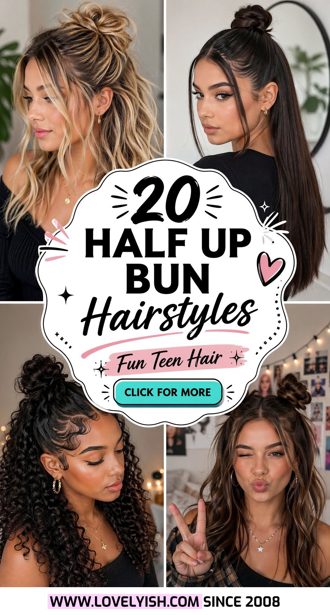 20 Fun Half Up Bun Hairstyles for Teens to Try Right Now - 20 Fun Half Up Bun Hairstyles for Teens to Try Right Now