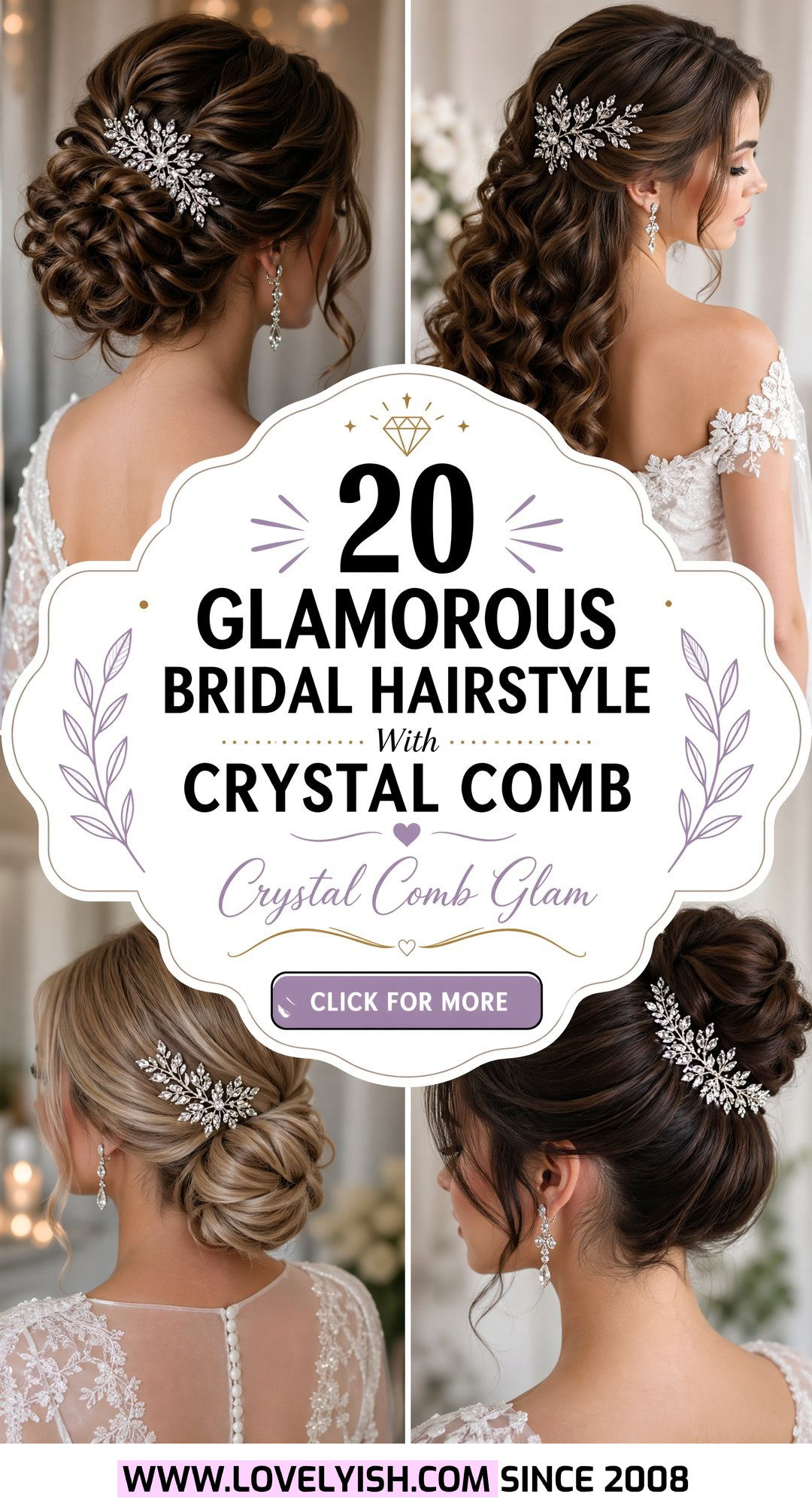 20 Glamorous Bridal Hairstyle With Crystal Comb For You - 20 Glamorous Bridal Hairstyle With Crystal Comb For You