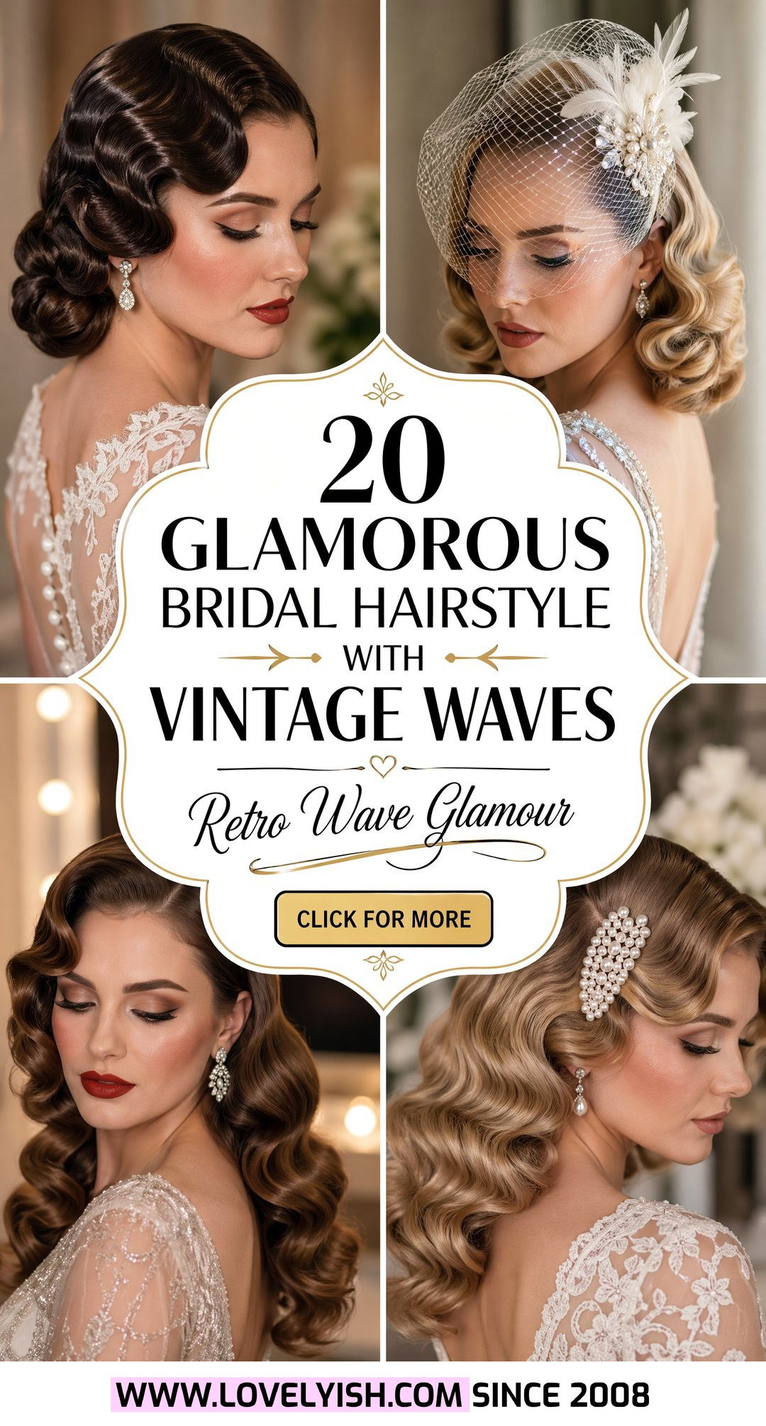 20 Glamorous Bridal Hairstyle With Vintage Waves To Try - 20 Glamorous Bridal Hairstyle With Vintage Waves To Try