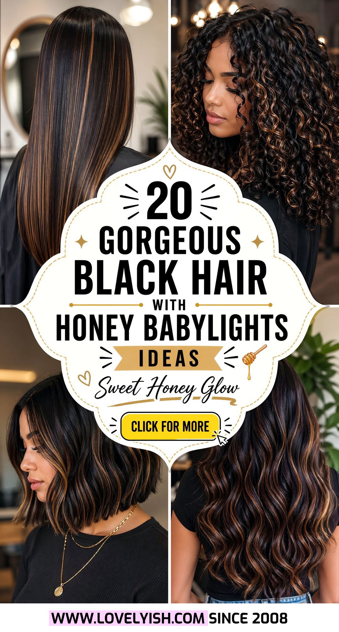 20 Gorgeous Black Hair With Honey Babylights Ideas To Try - 20 Gorgeous Black Hair With Honey Babylights Ideas To Try