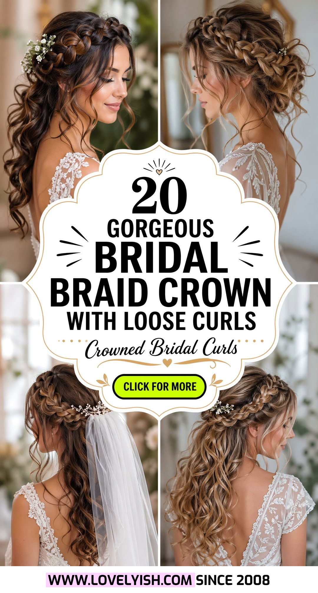 20 Gorgeous Bridal Braid Crown With Loose Curls Styles - 20 Gorgeous Bridal Braid Crown With Loose Curls Styles