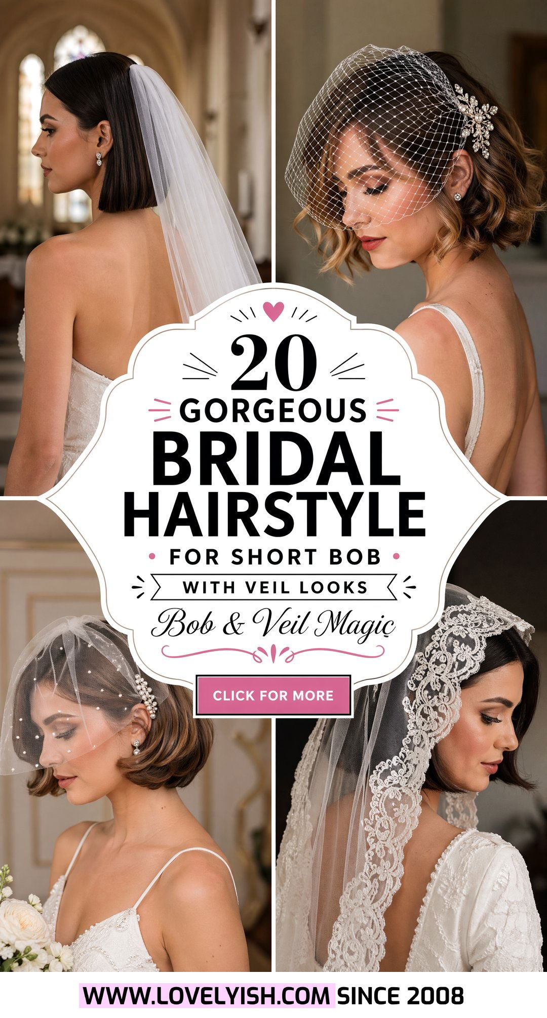 20 Gorgeous Bridal Hairstyle For Short Bob With Veil Looks - 20 Gorgeous Bridal Hairstyle For Short Bob With Veil Looks
