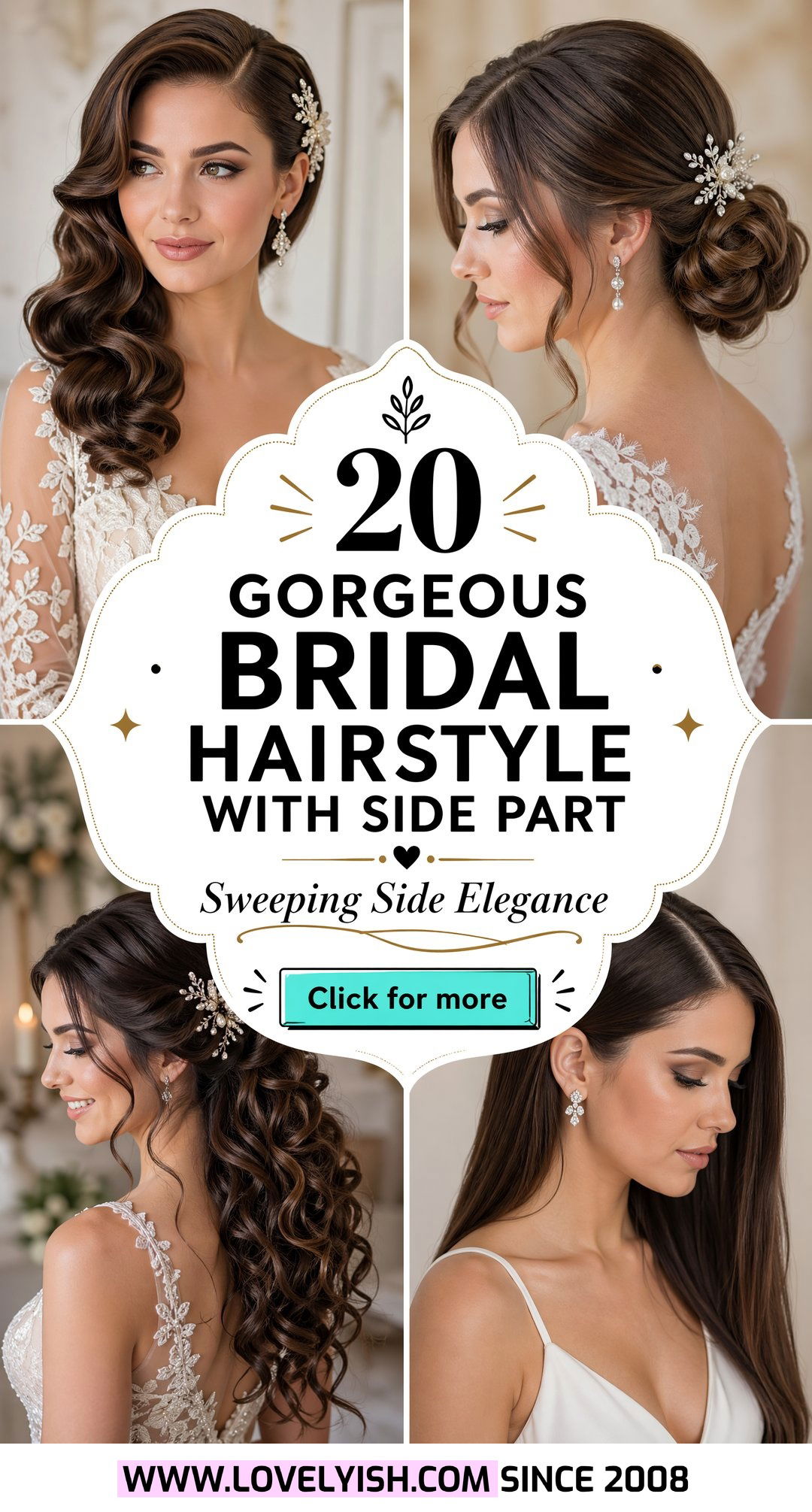 20 Gorgeous Bridal Hairstyle With Side Part For Your Big Day - 20 Gorgeous Bridal Hairstyle With Side Part For Your Big Day