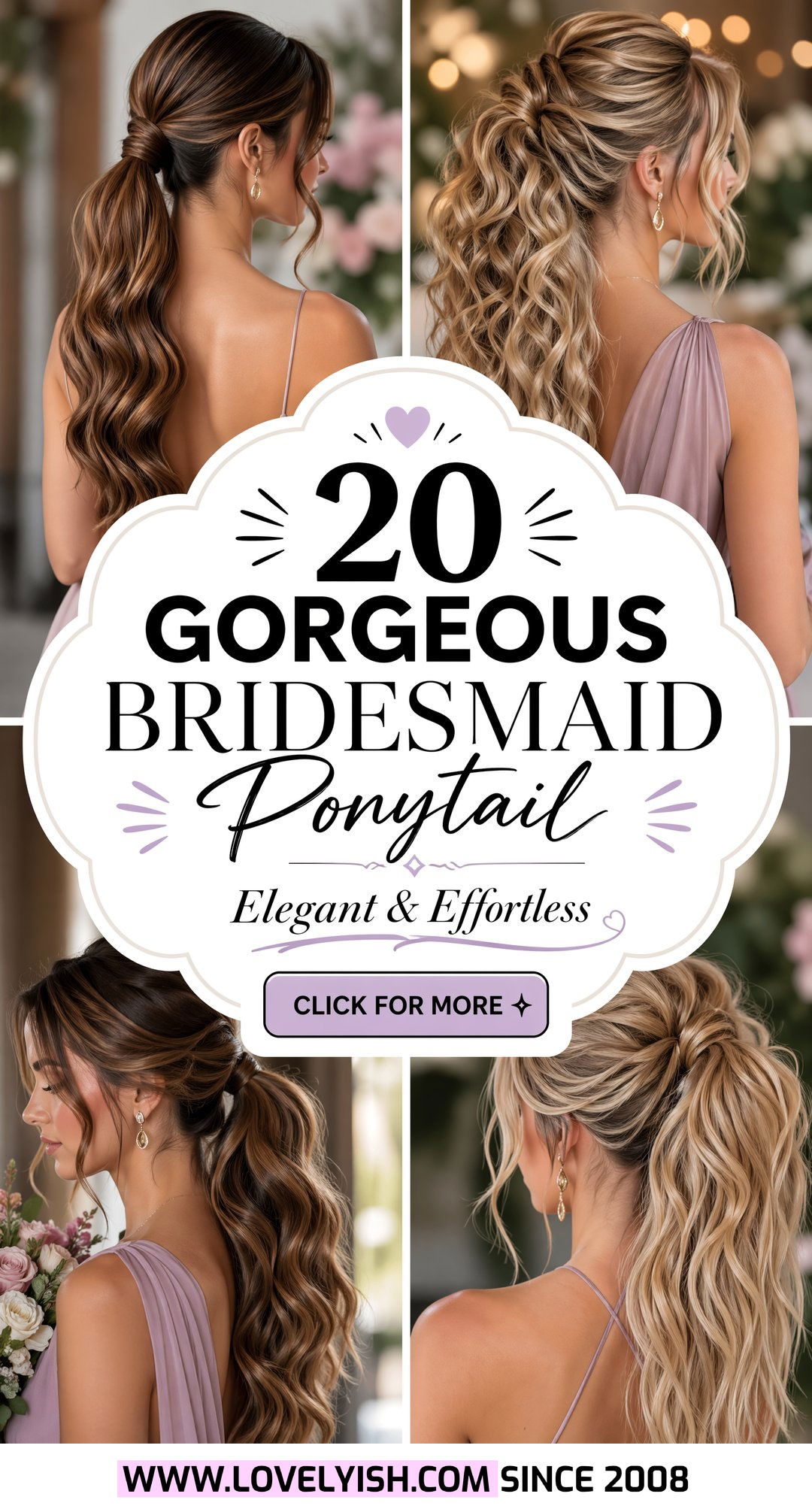20 Gorgeous Bridesmaid Ponytail with Waves for Wedding Day - 20 Gorgeous Bridesmaid Ponytail with Waves for Wedding Day