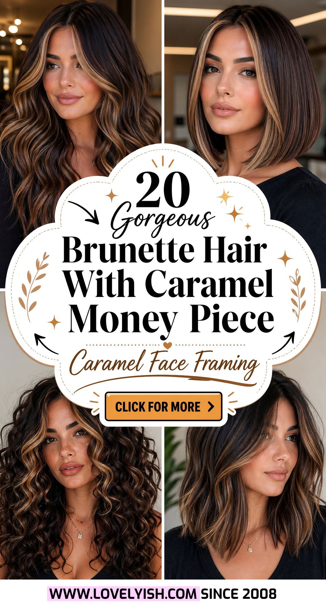 20 Gorgeous Brunette Hair With Caramel Money Piece Looks - 20 Gorgeous Brunette Hair With Caramel Money Piece Looks