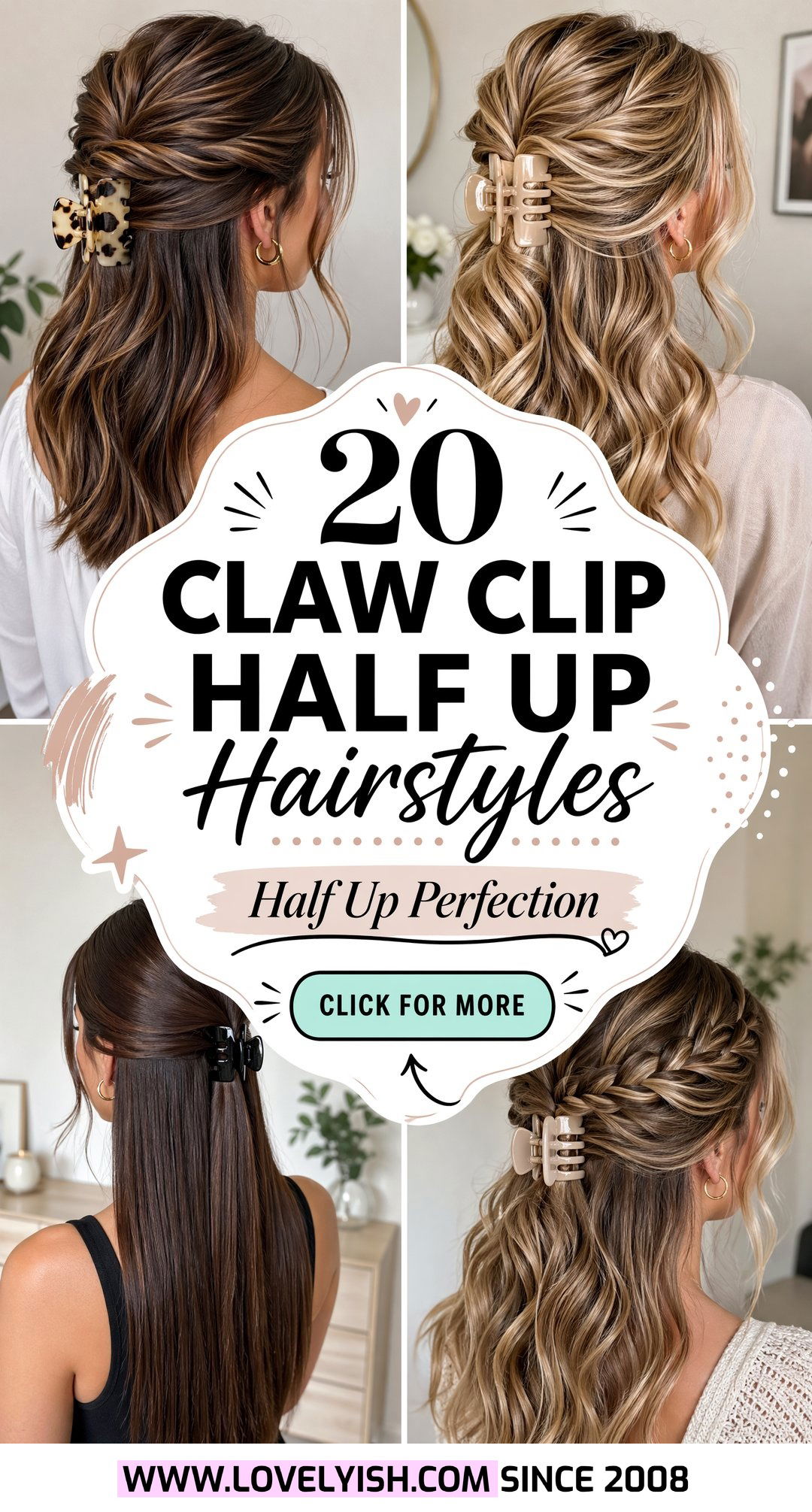 20 Gorgeous Claw Clip Half Up Hairstyle Ideas to Try Now - 20 Gorgeous Claw Clip Half Up Hairstyle Ideas to Try Now