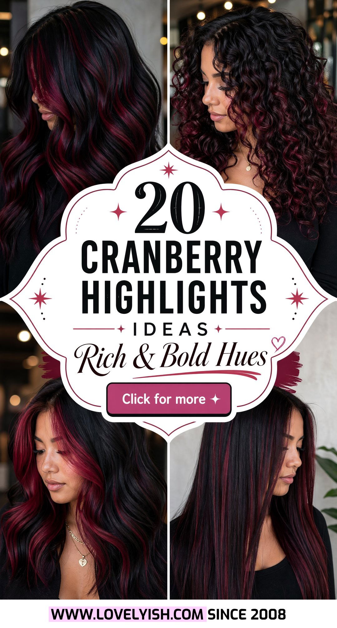 20 Gorgeous Cranberry Highlights on Black Hair to Inspire - 20 Gorgeous Cranberry Highlights on Black Hair to Inspire