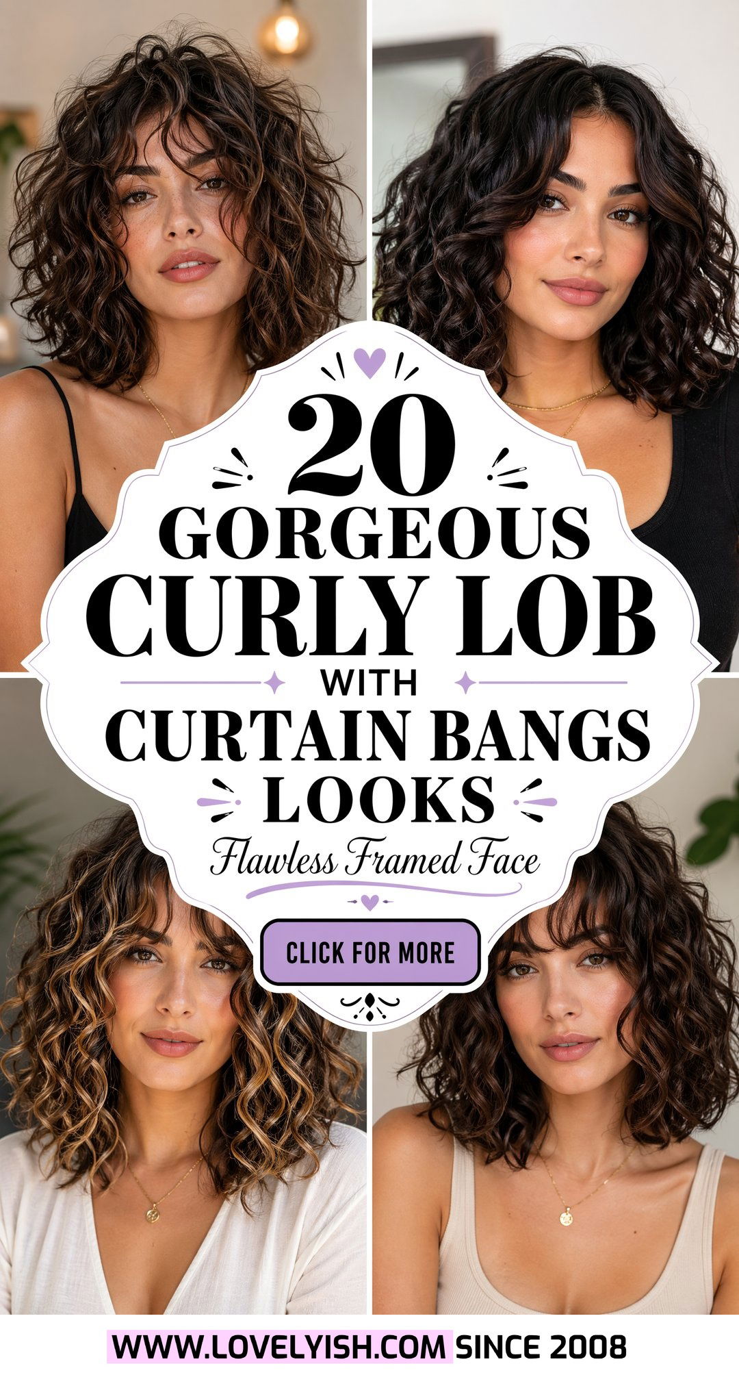 20 Gorgeous Curly Lob With Curtain Bangs Looks to Try Now - 20 Gorgeous Curly Lob With Curtain Bangs Looks to Try Now