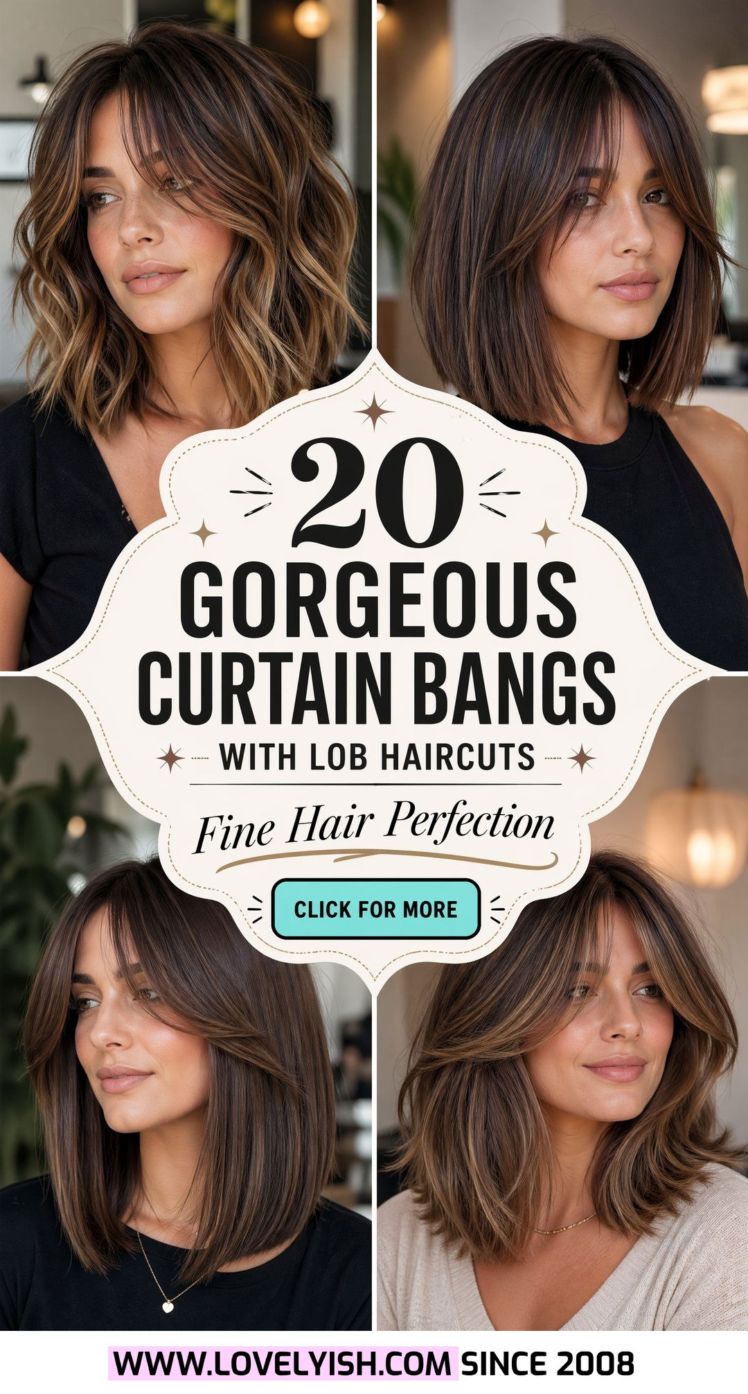 20 Gorgeous Curtain Bangs With Lob Haircuts for Fine Hair - 20 Gorgeous Curtain Bangs With Lob Haircuts for Fine Hair