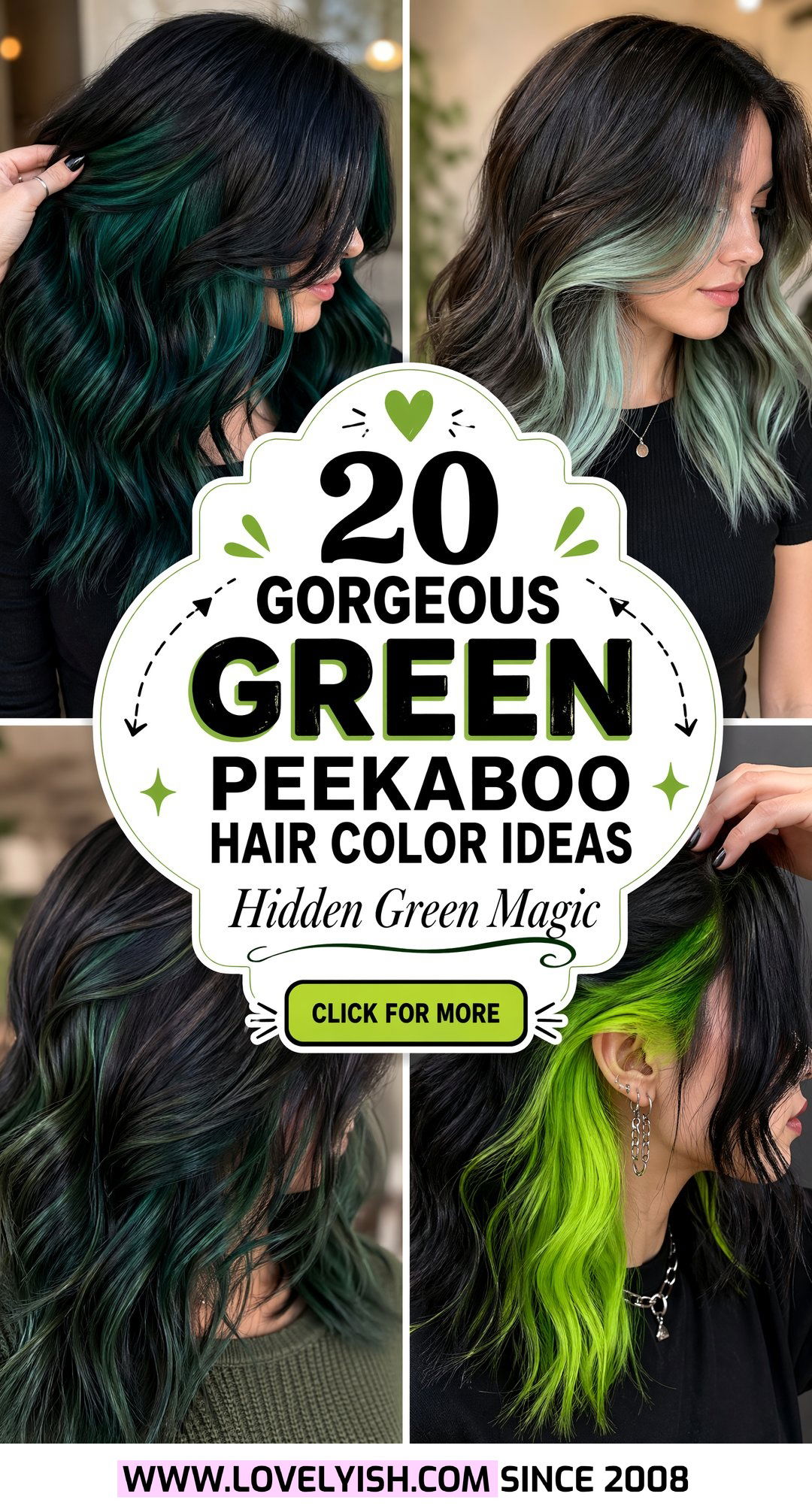 20 Gorgeous Green Peekaboo Hair Color Ideas To Try Today - 20 Gorgeous Green Peekaboo Hair Color Ideas To Try Today