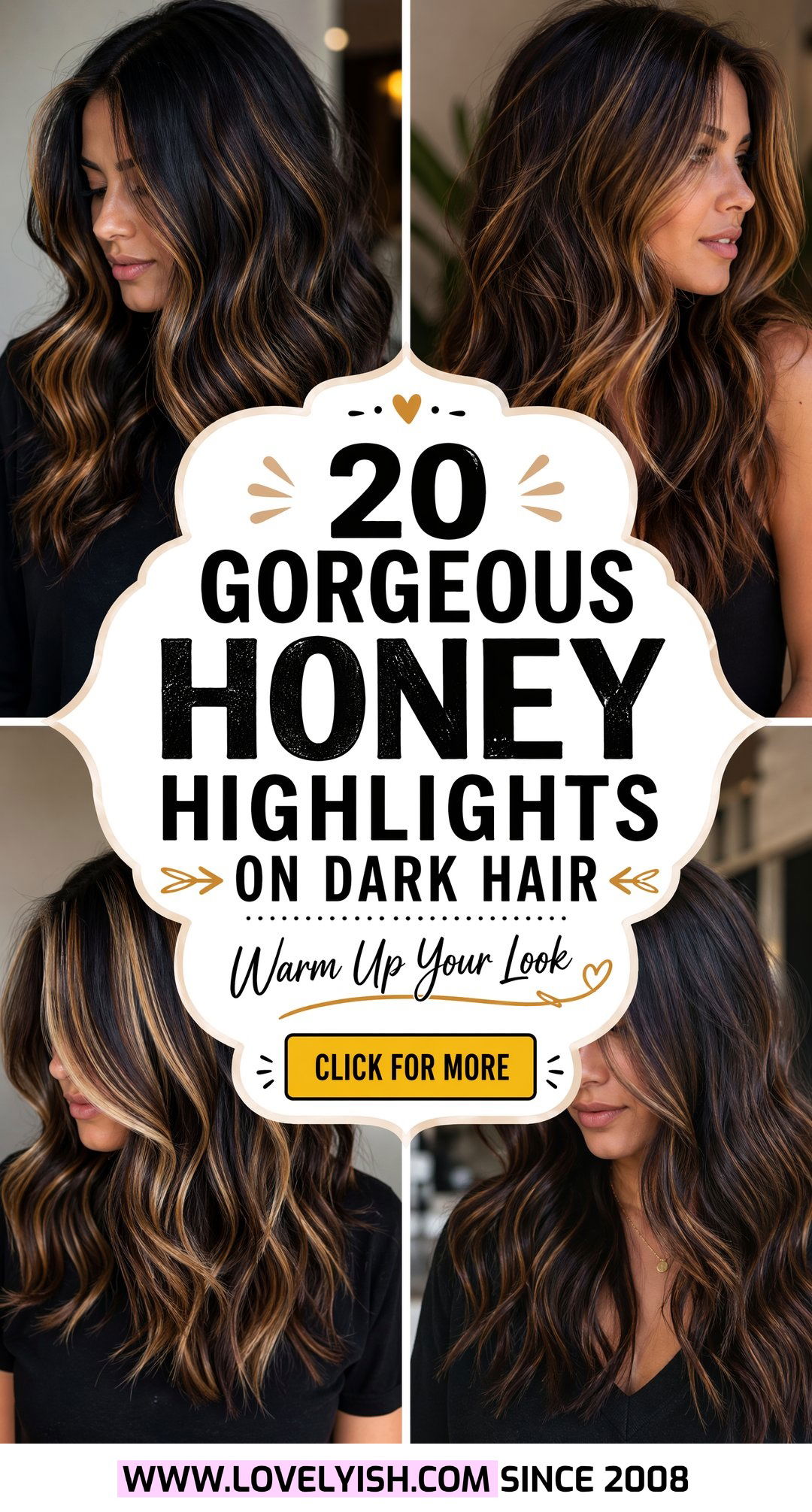 20 Gorgeous Honey Highlights on Dark Hair to Inspire You - 20 Gorgeous Honey Highlights on Dark Hair to Inspire You