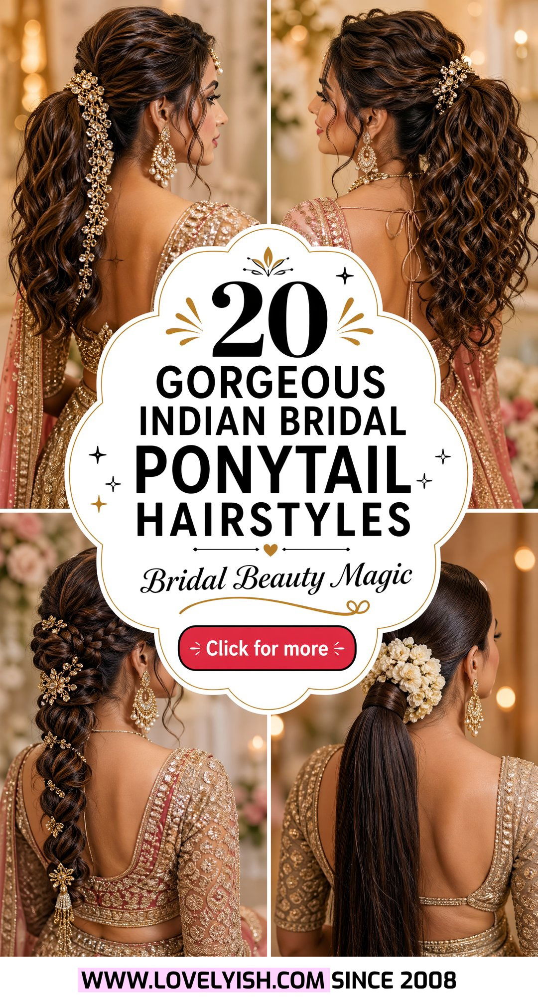 20 Gorgeous Indian Bridal Ponytail Hairstyle Ideas to Try - 20 Gorgeous Indian Bridal Ponytail Hairstyle Ideas to Try