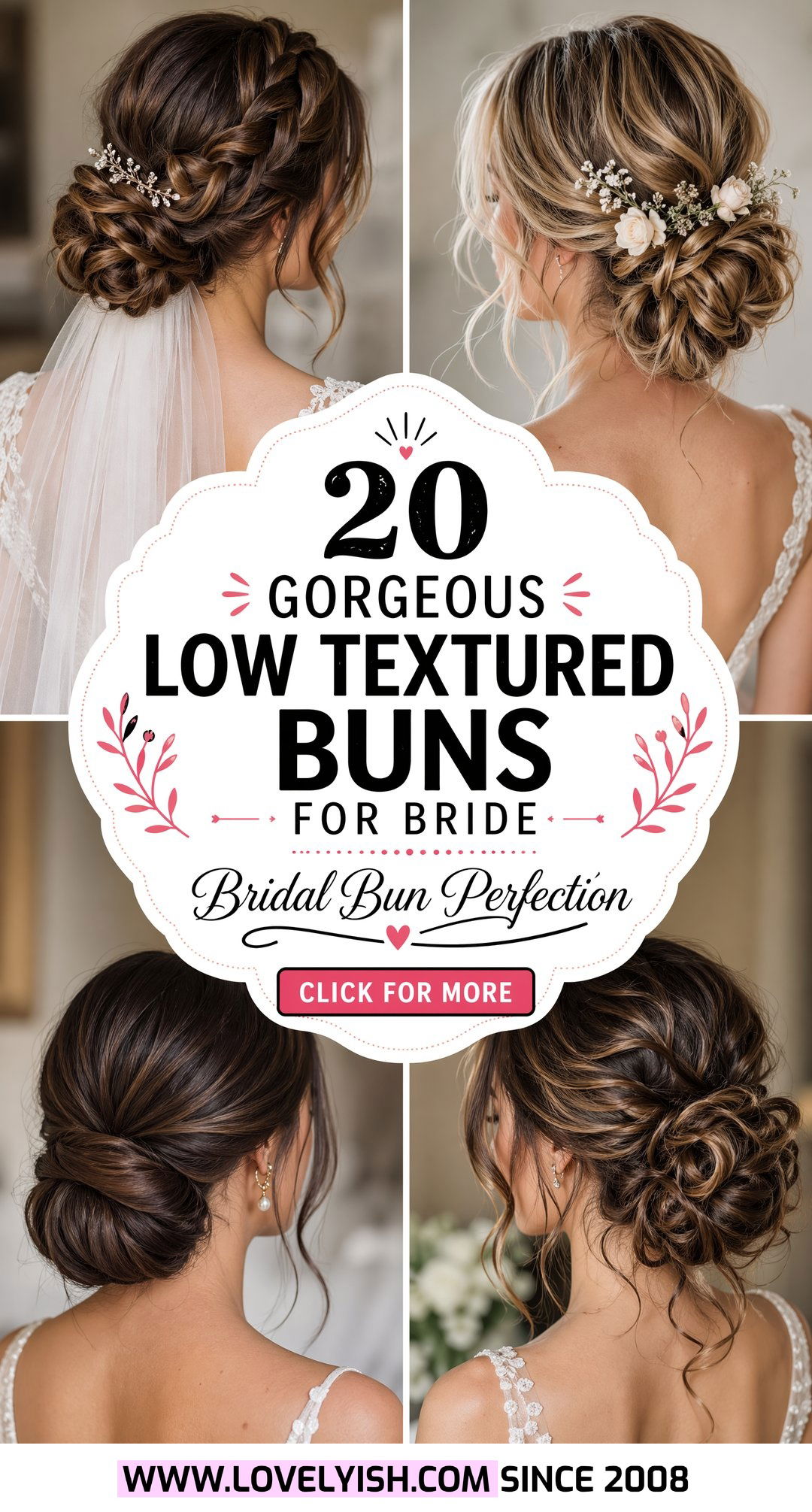20 Gorgeous Low Textured Bun for Bride Ideas You Will Love - 20 Gorgeous Low Textured Bun for Bride Ideas You Will Love