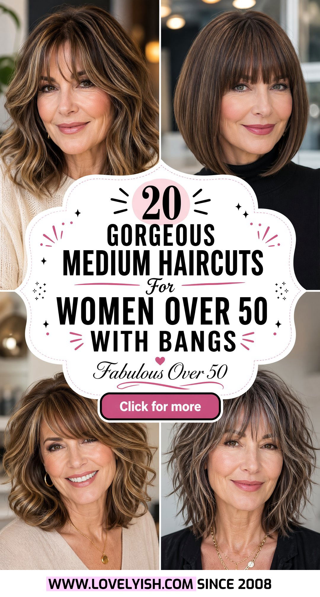 20 Gorgeous Medium Haircut Ideas For Women Over 50 With Bangs - 20 Gorgeous Medium Haircut Ideas For Women Over 50 With Bangs
