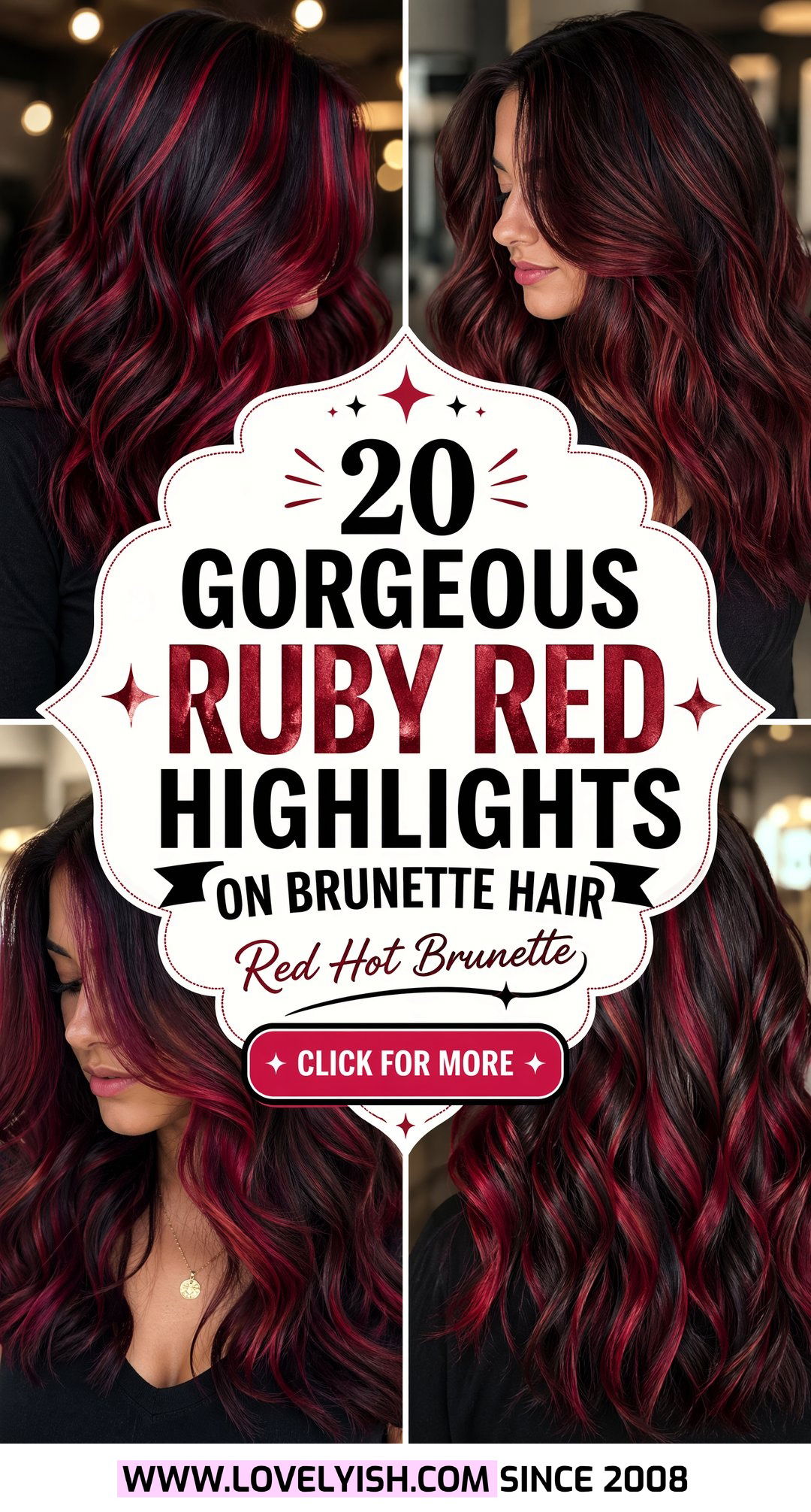 20 Gorgeous Ruby Red Highlights on Brunette Hair Looks - 20 Gorgeous Ruby Red Highlights on Brunette Hair Looks