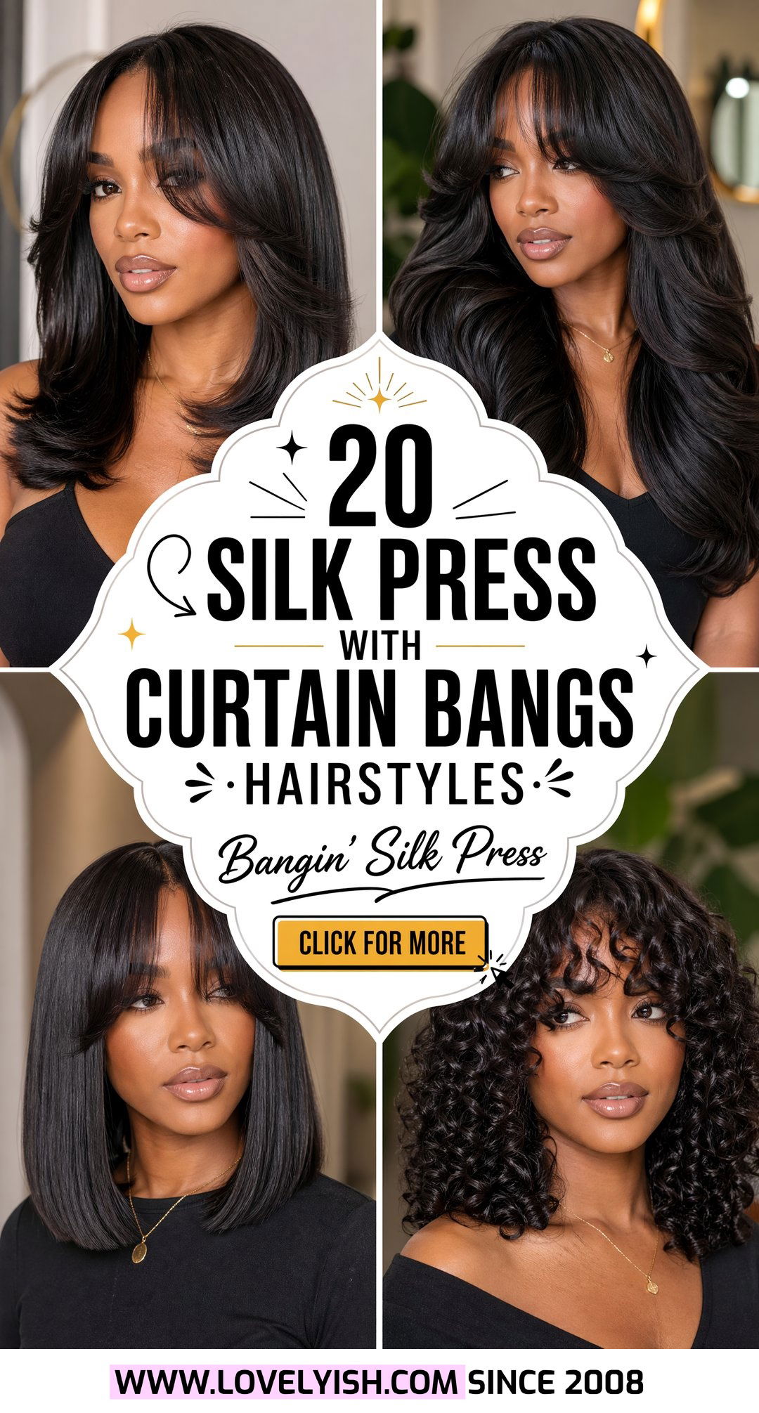 20 Gorgeous Silk Press With Curtain Bangs Hairstyle Ideas - 20 Gorgeous Silk Press With Curtain Bangs Hairstyle Ideas