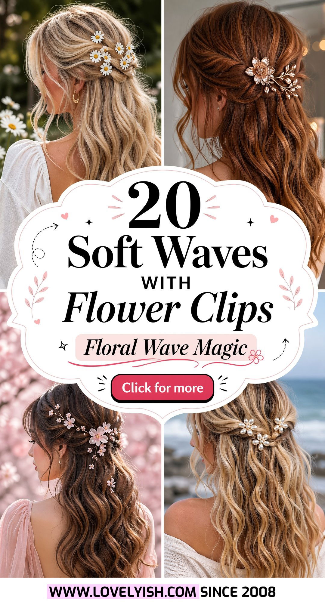 20 Gorgeous Soft Waves With Flower Clips for Your Hair - 20 Gorgeous Soft Waves With Flower Clips for Your Hair