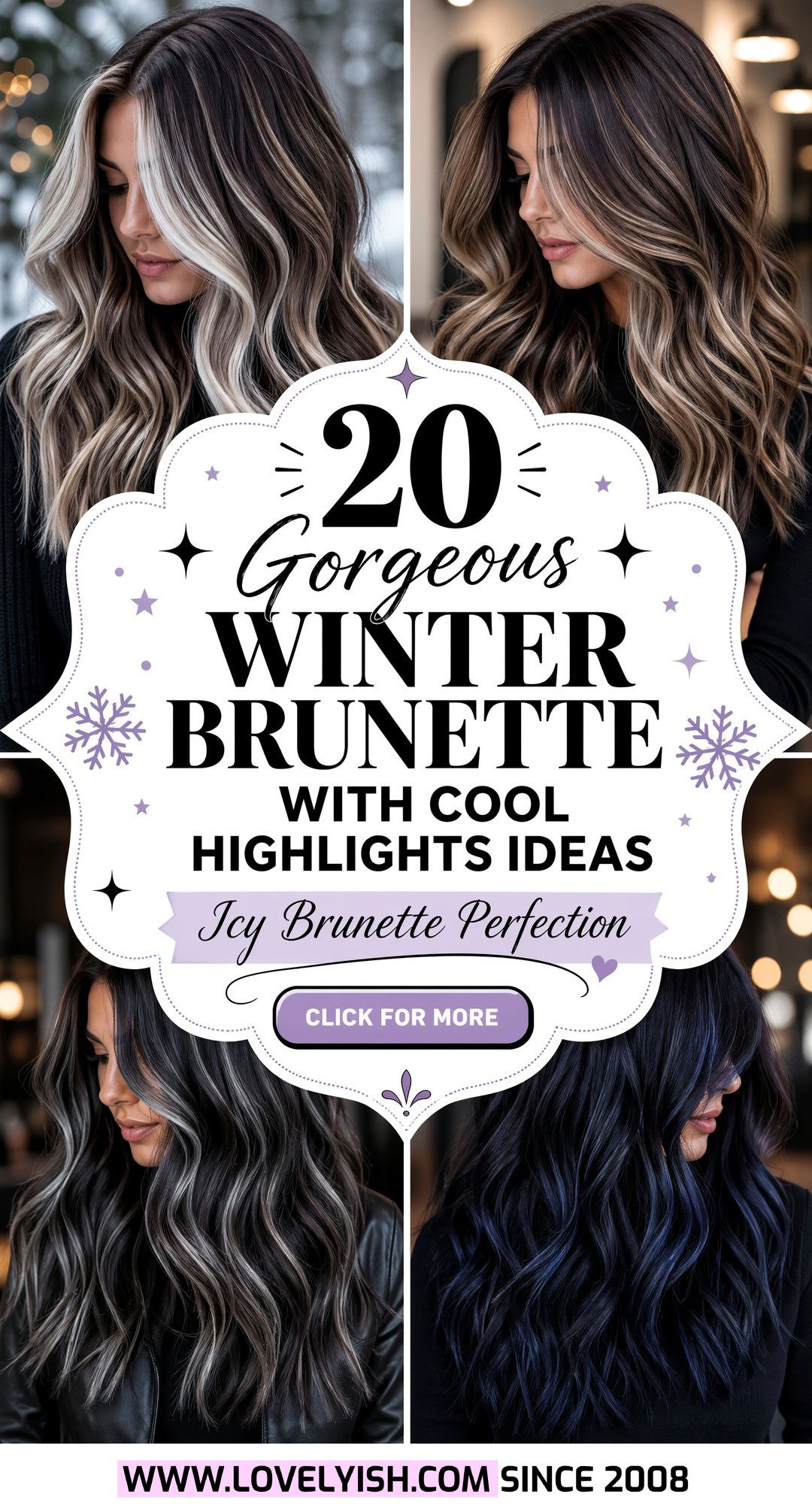 20 Gorgeous Winter Brunette With Cool Highlights Ideas - 20 Gorgeous Winter Brunette With Cool Highlights Ideas