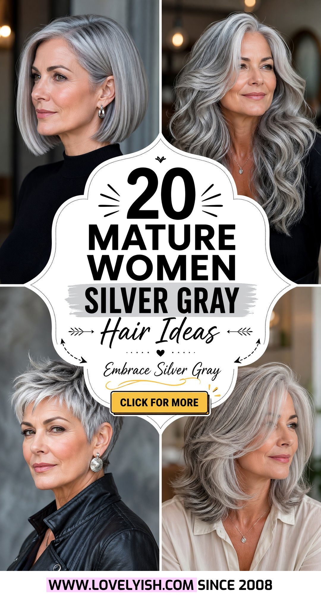 20 Mature Women Silver Gray Hair Ideas for Elegant Style - 20 Mature Women Silver Gray Hair Ideas for Elegant Style