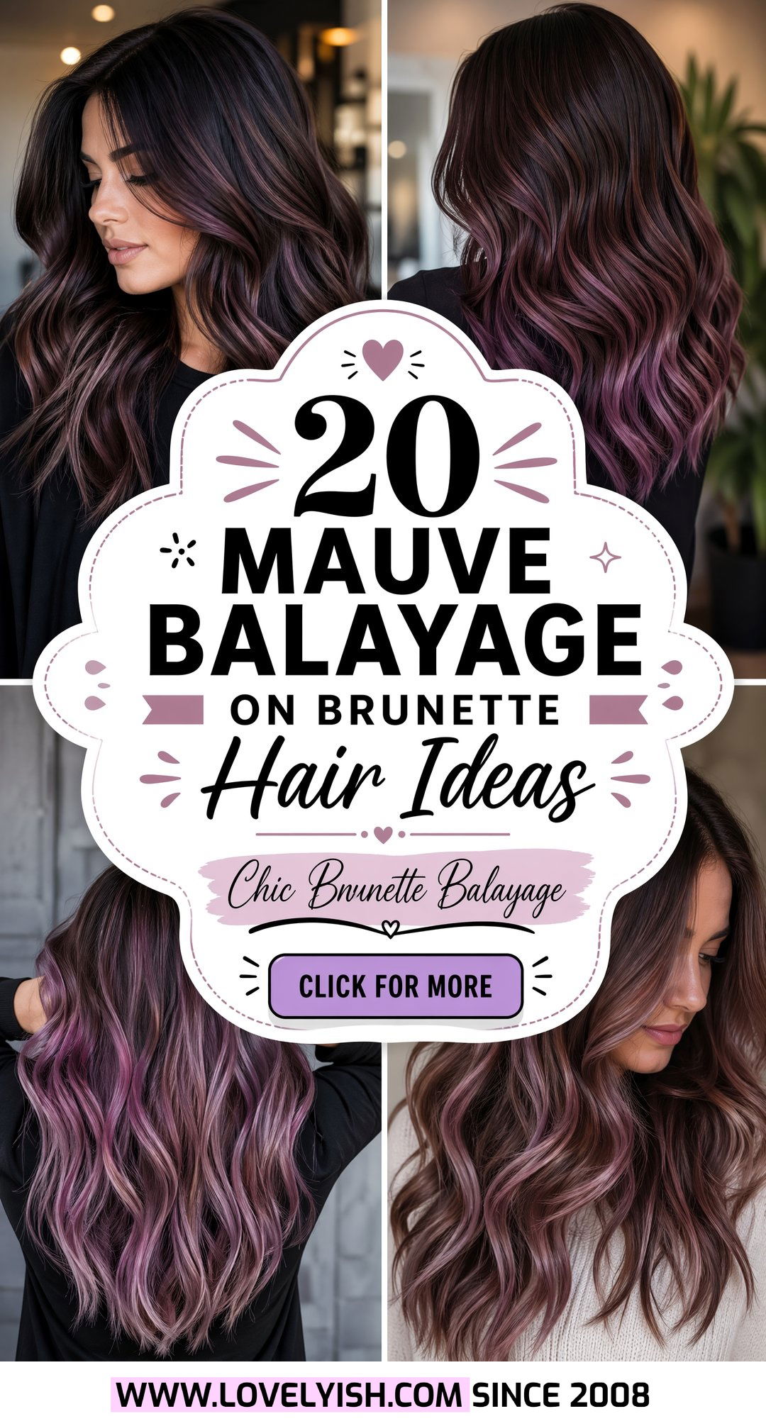 20 Mauve Balayage on Brunette Hair Ideas for a Chic Look - 20 Mauve Balayage on Brunette Hair Ideas for a Chic Look