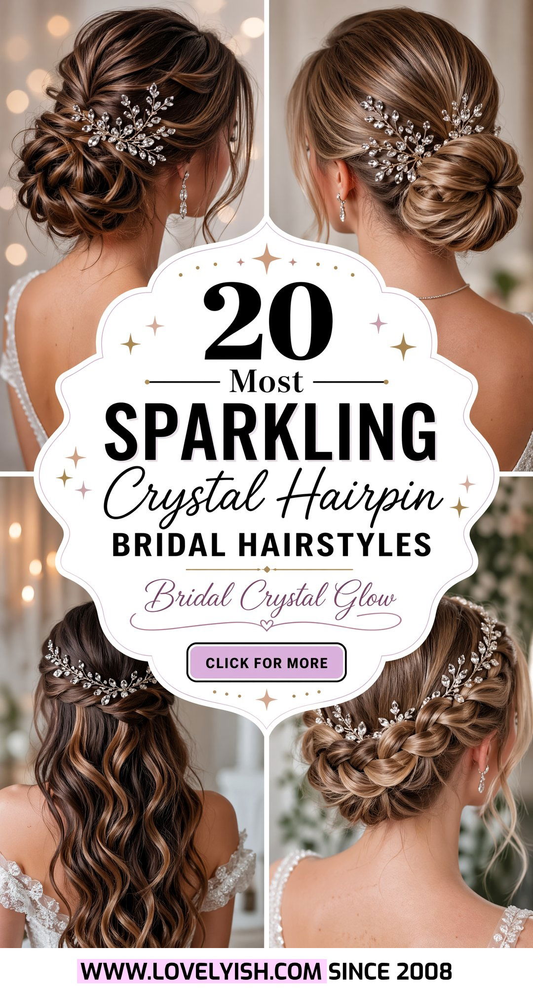 20 Most Sparkling Crystal Hairpin Bridal Hairstyle Ideas - 20 Most Sparkling Crystal Hairpin Bridal Hairstyle Ideas