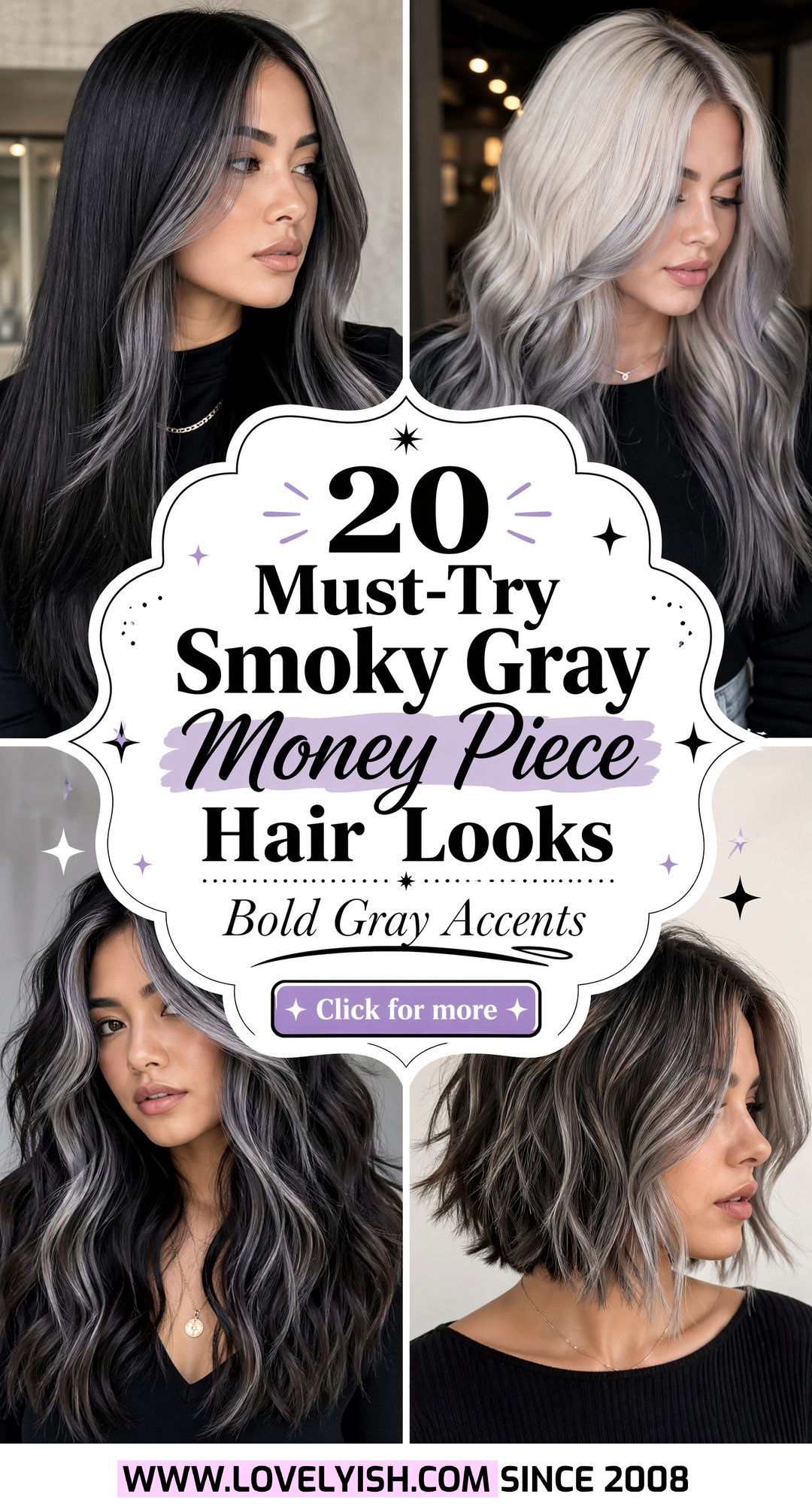 20 Must-Try Smoky Gray Money Piece Hair Looks for This Year - 20 Must-Try Smoky Gray Money Piece Hair Looks for This Year
