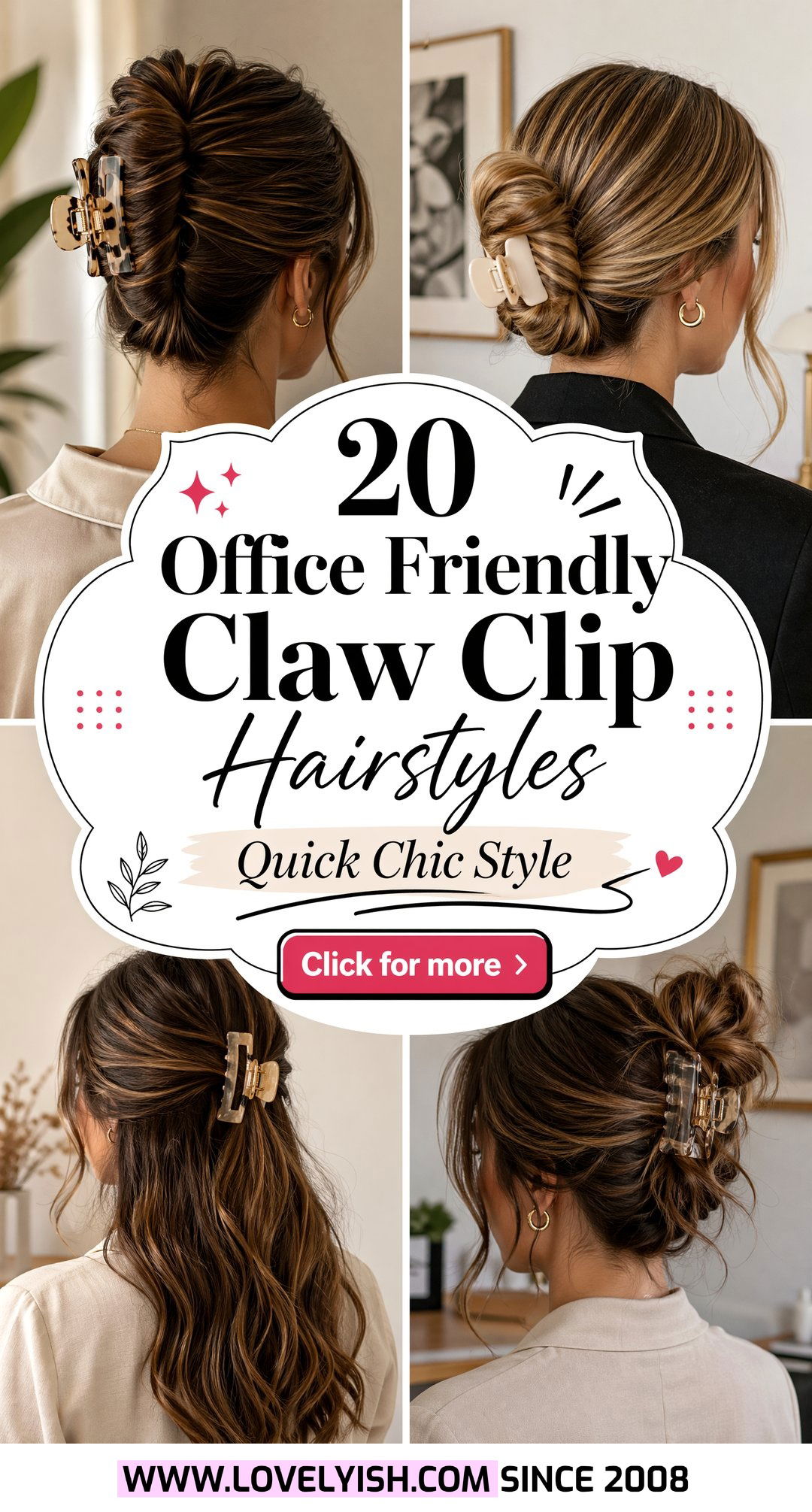 20 Office Friendly Claw Clip Hairstyles for a Quick Chic Look - 20 Office Friendly Claw Clip Hairstyles for a Quick Chic Look