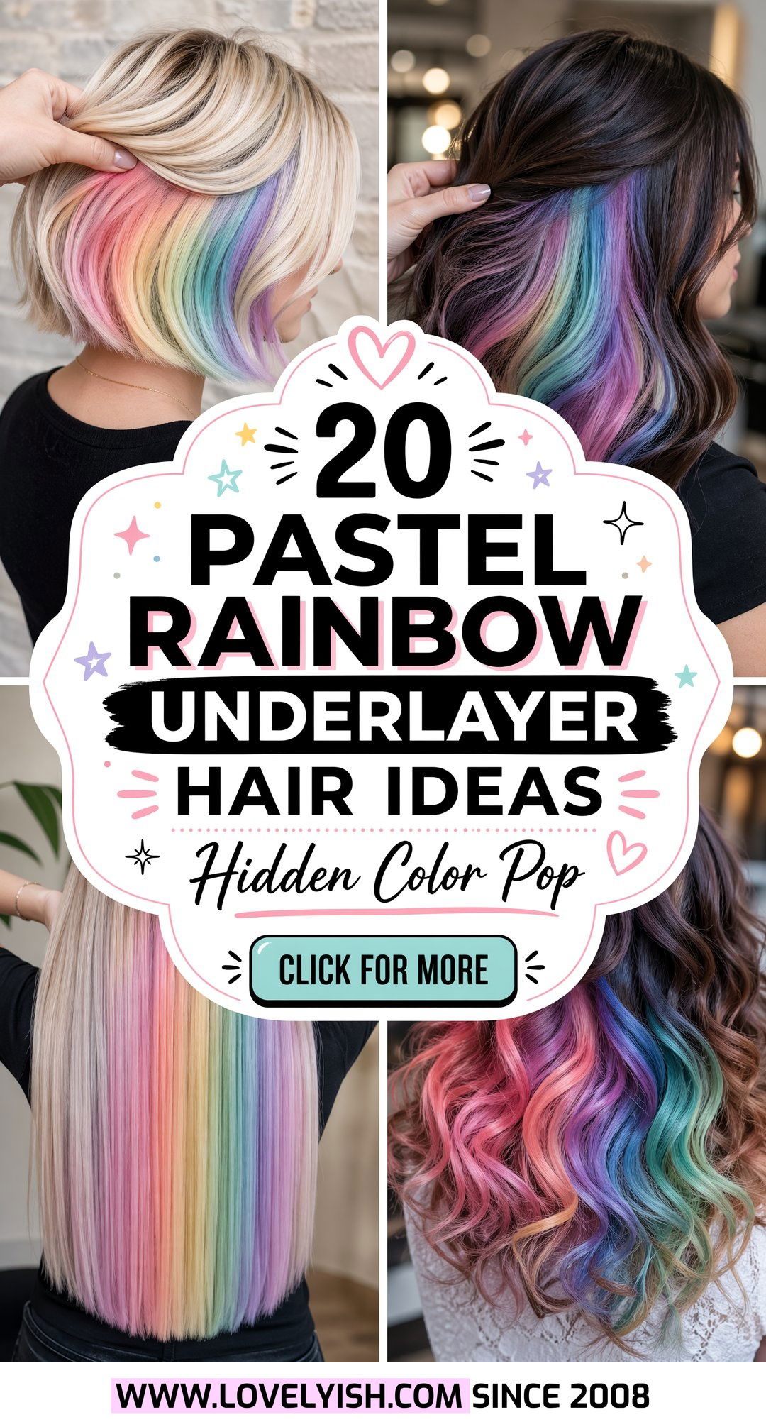 20 Pastel Rainbow Underlayer Hair Ideas for a Pop of Color - 20 Pastel Rainbow Underlayer Hair Ideas for a Pop of Color