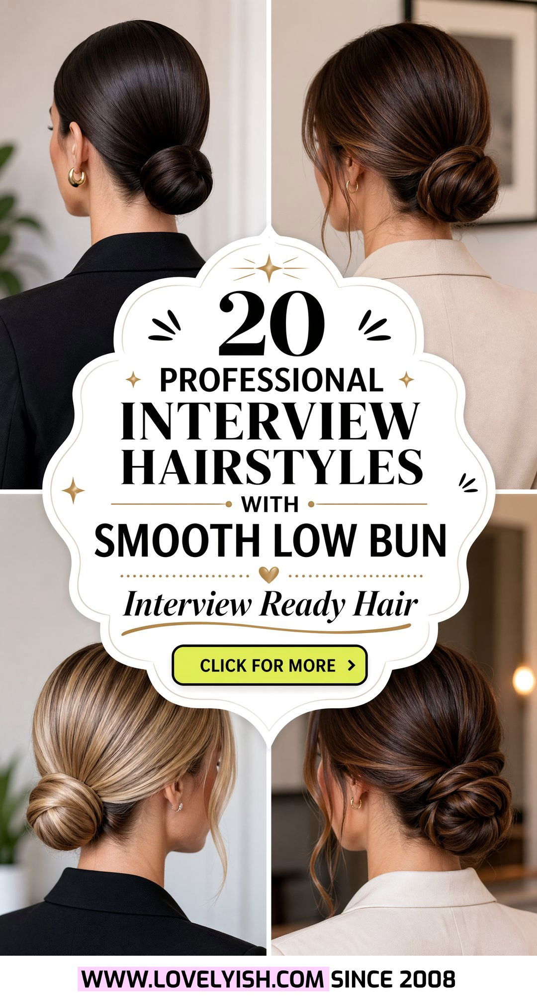 20 Professional Interview Hairstyle With Smooth Low Bun Ideas - 20 Professional Interview Hairstyle With Smooth Low Bun Ideas
