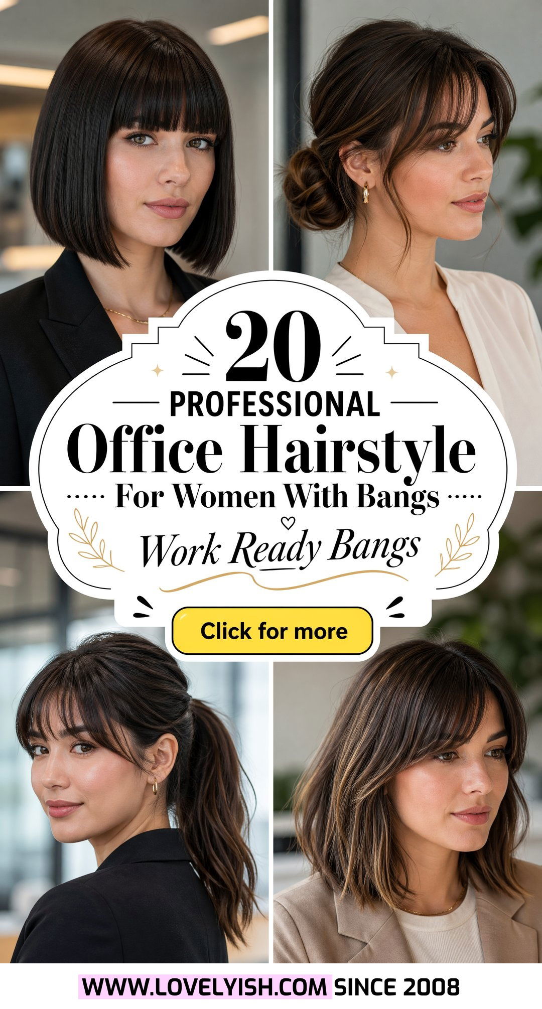 20 Professional Office Hairstyle For Women With Bangs To Try - 20 Professional Office Hairstyle For Women With Bangs To Try