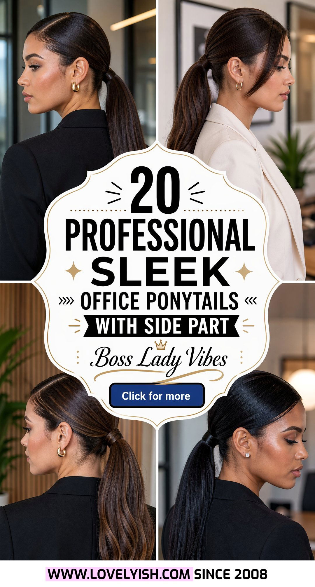 20 Professional Sleek Office Ponytail with Side Part Ideas - 20 Professional Sleek Office Ponytail with Side Part Ideas