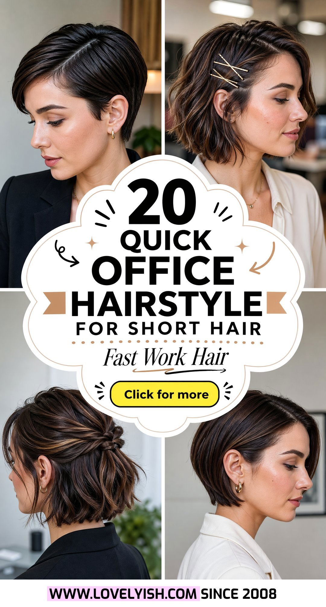 20 Quick Office Hairstyle for Short Hair You Can Do Fast - 20 Quick Office Hairstyle for Short Hair You Can Do Fast