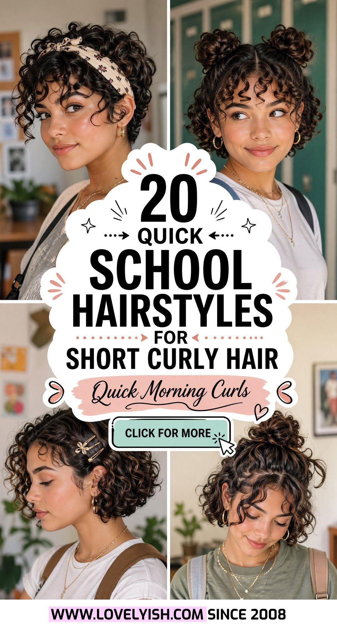 20 Quick School Hairstyle for Short Curly Hair to Try Now - 20 Quick School Hairstyle for Short Curly Hair to Try Now