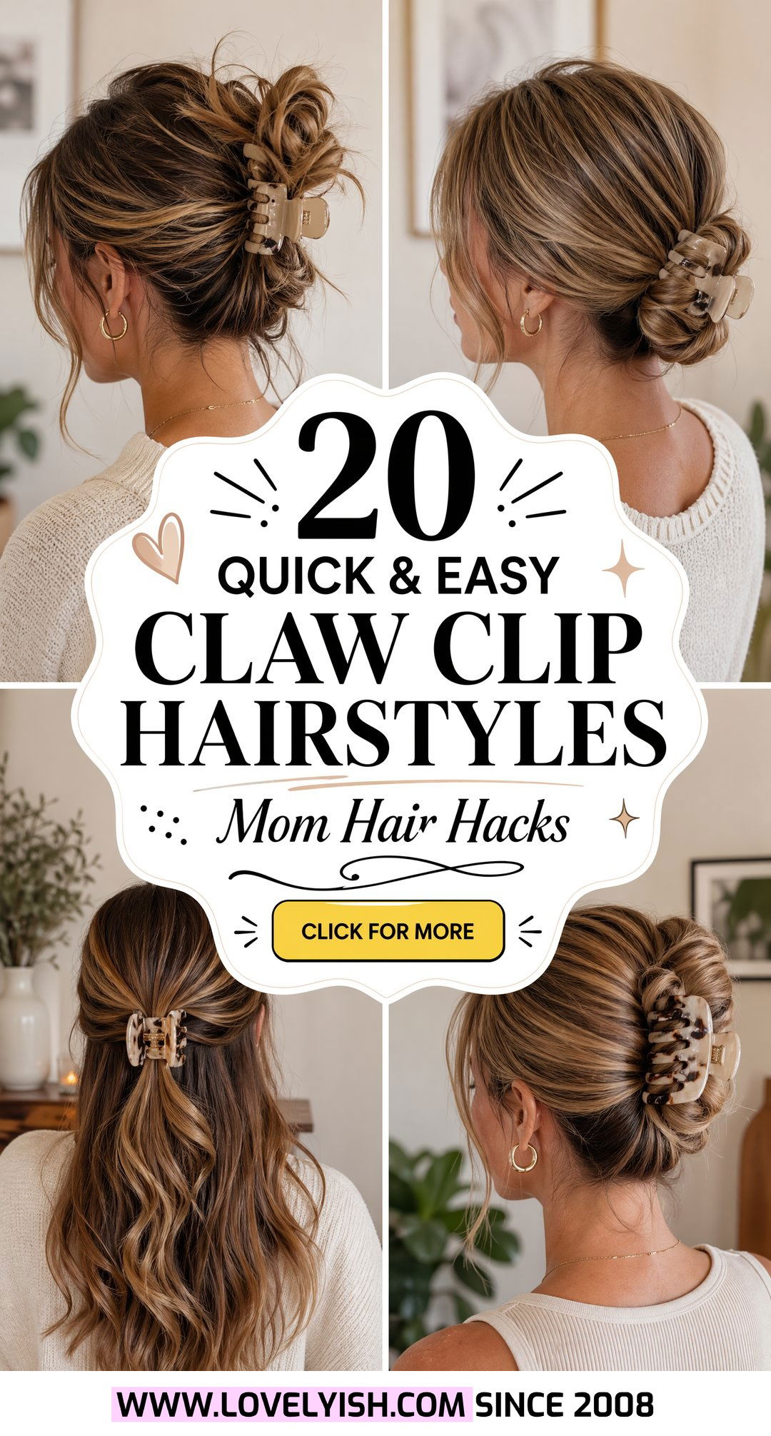 20 Quick and Easy Claw Clip Hairstyle Ideas for Busy Moms - 20 Quick & Easy Claw Clip Hairstyle Ideas for Busy Moms